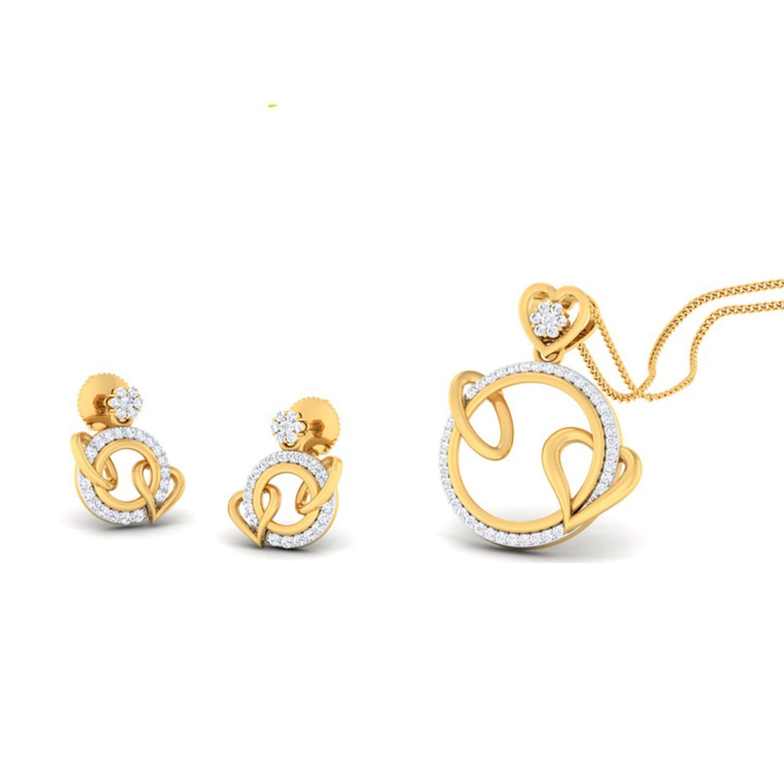 22k gold cz bloom n shine pendant set