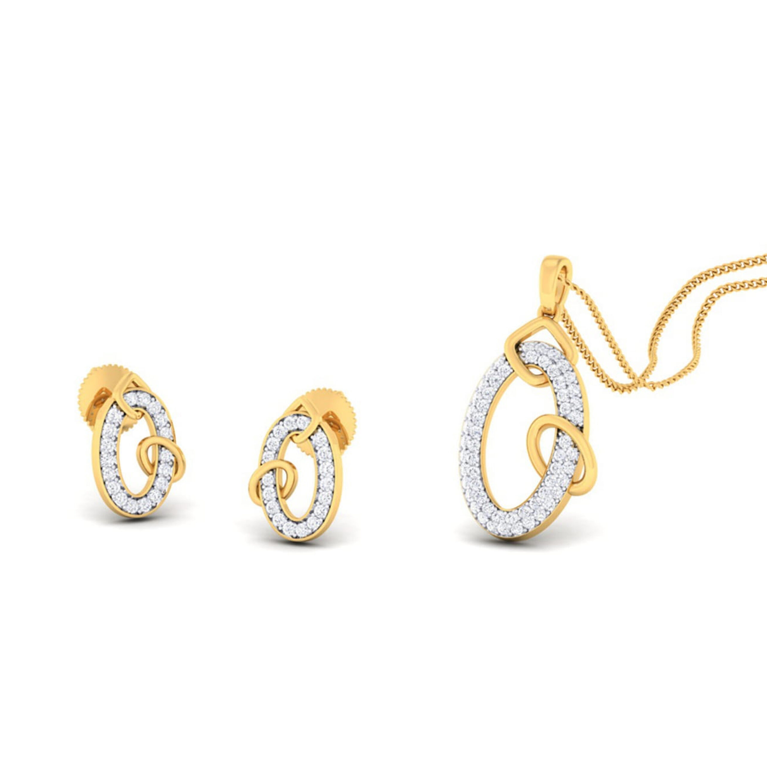 22k gold cz glorious pendant set