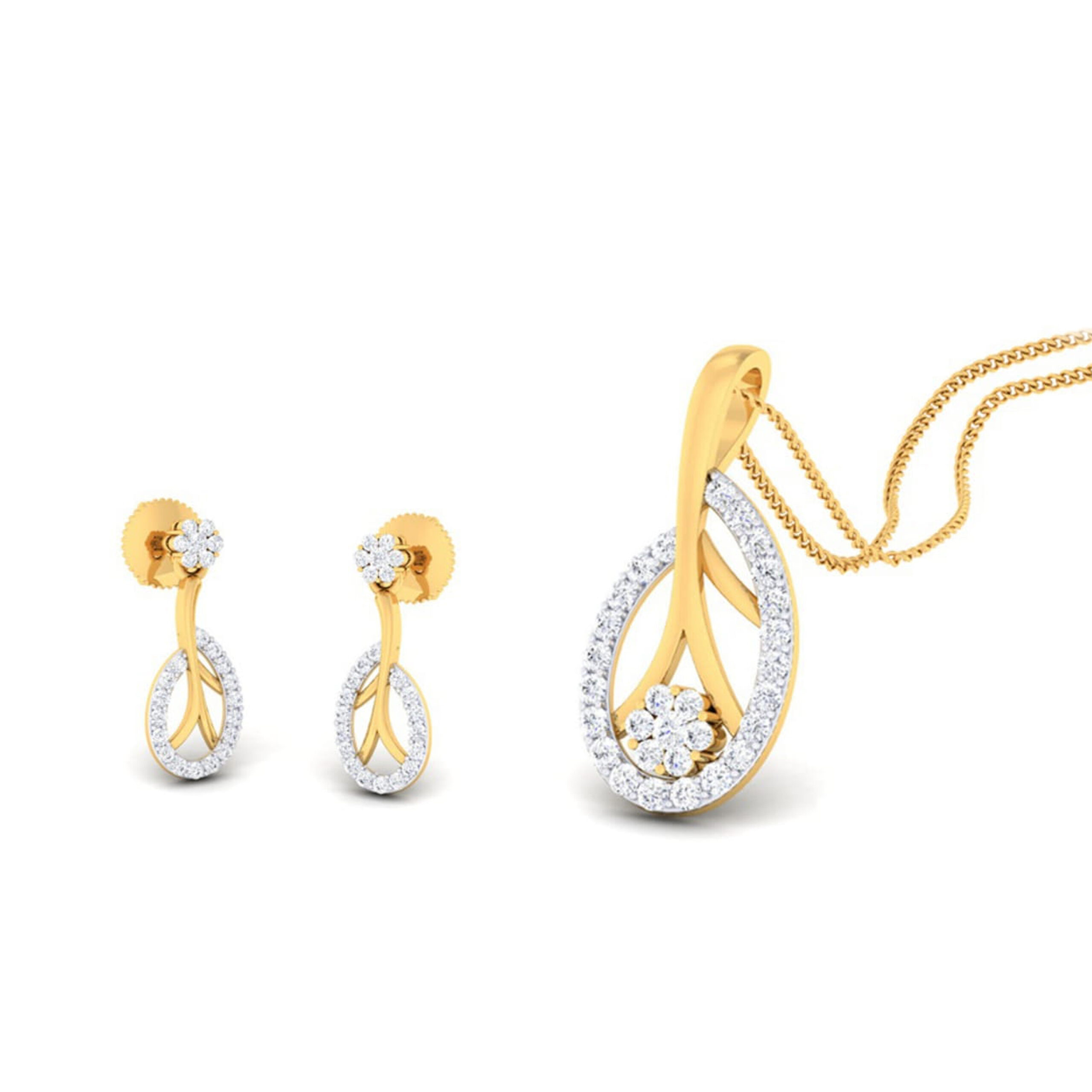 22k gold cz pretty pendant set