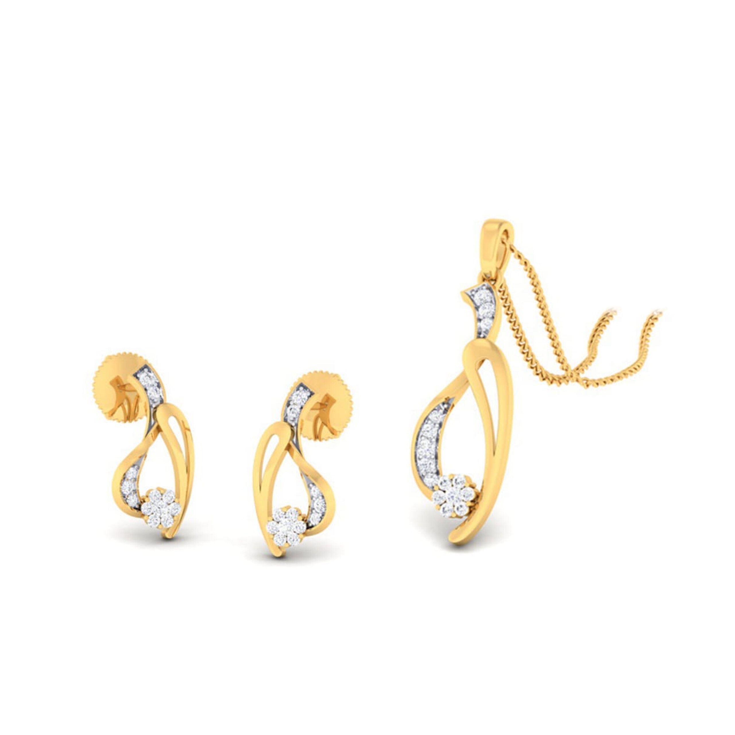 22k gold cz glittering pendant set