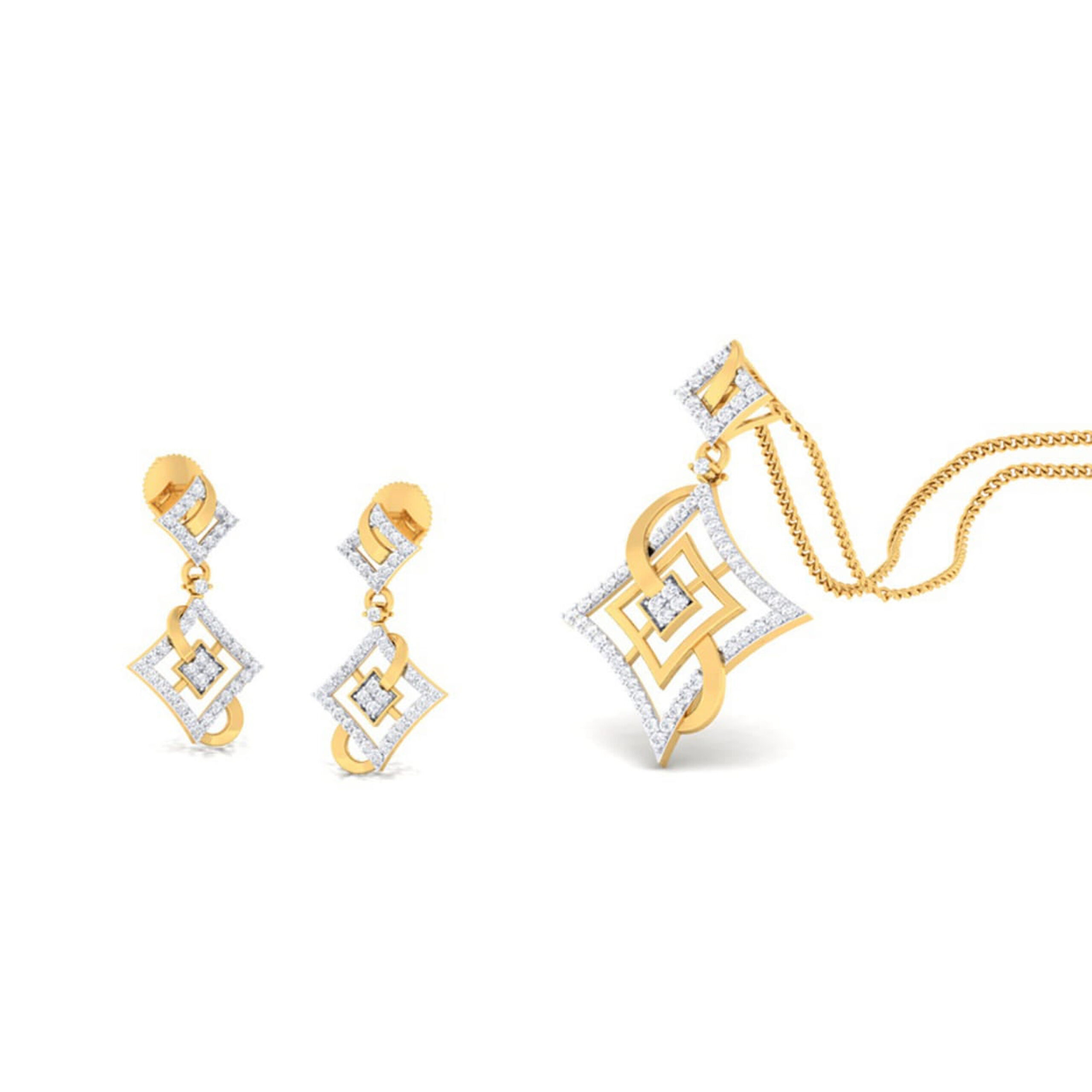 22k gold cz elegant pendant set