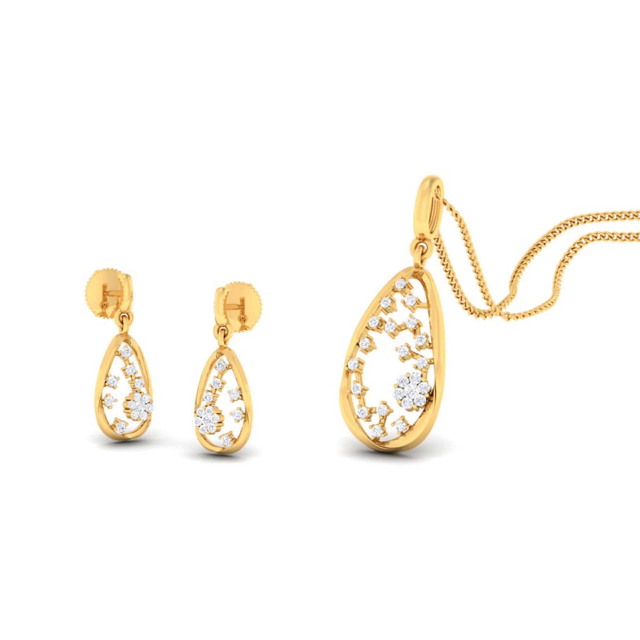 22k gold cz beautiful pendant set