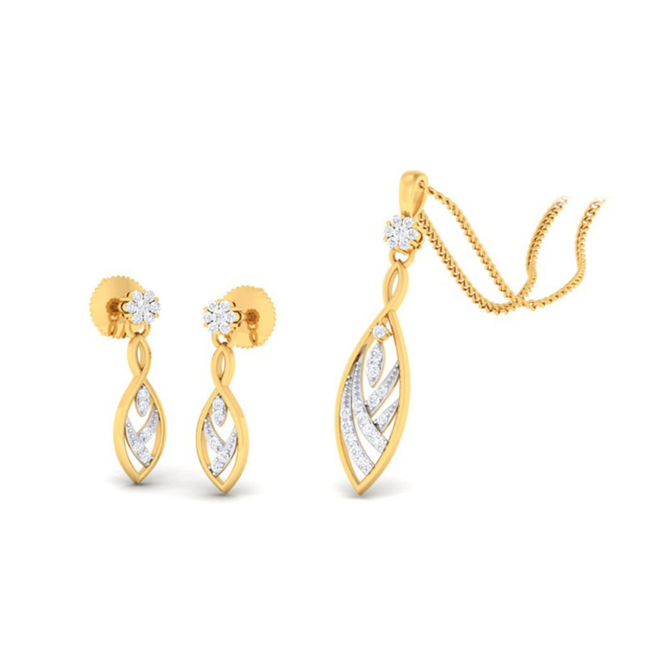 22k gold cz shimmer pendant set