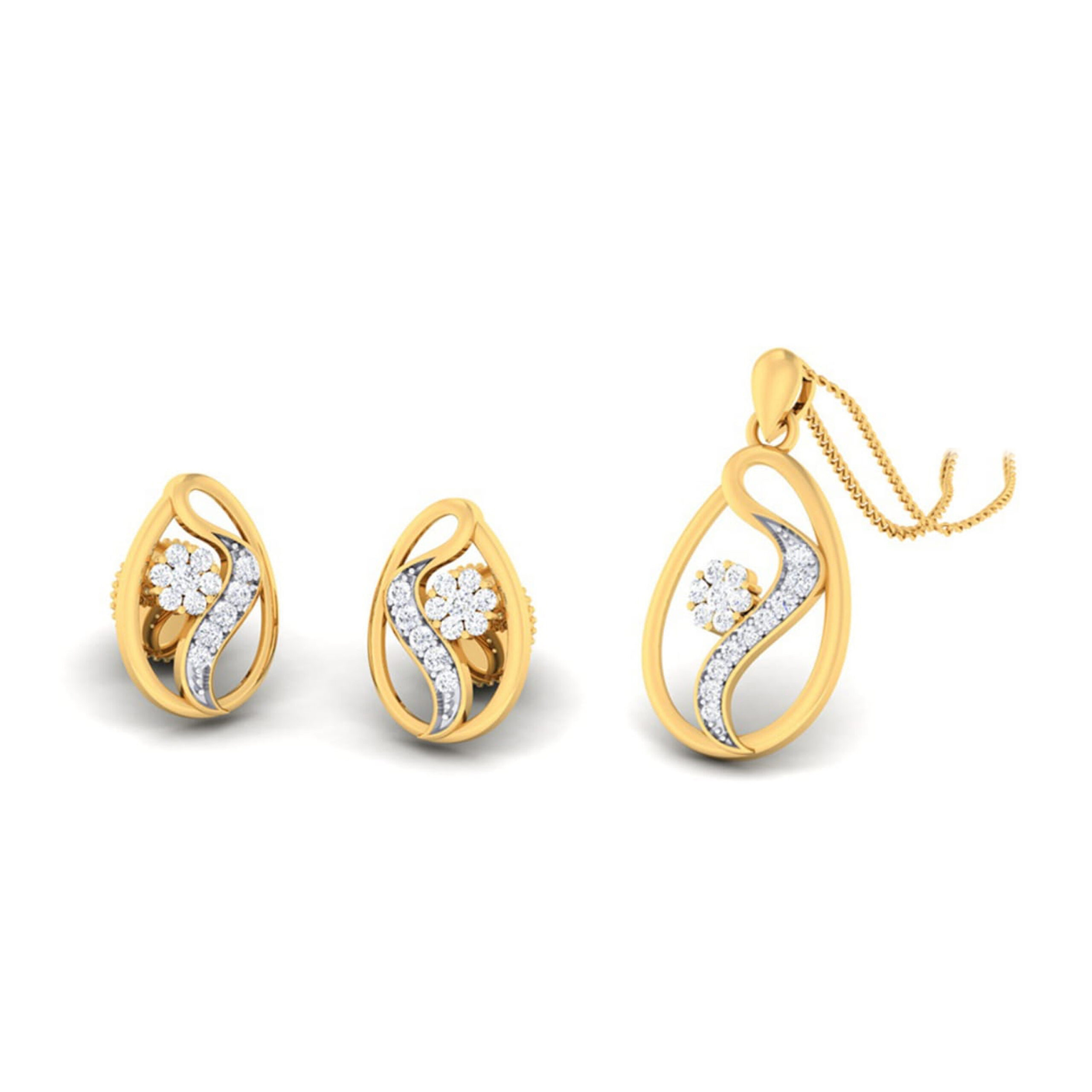 22k gold cz pretty pendant set