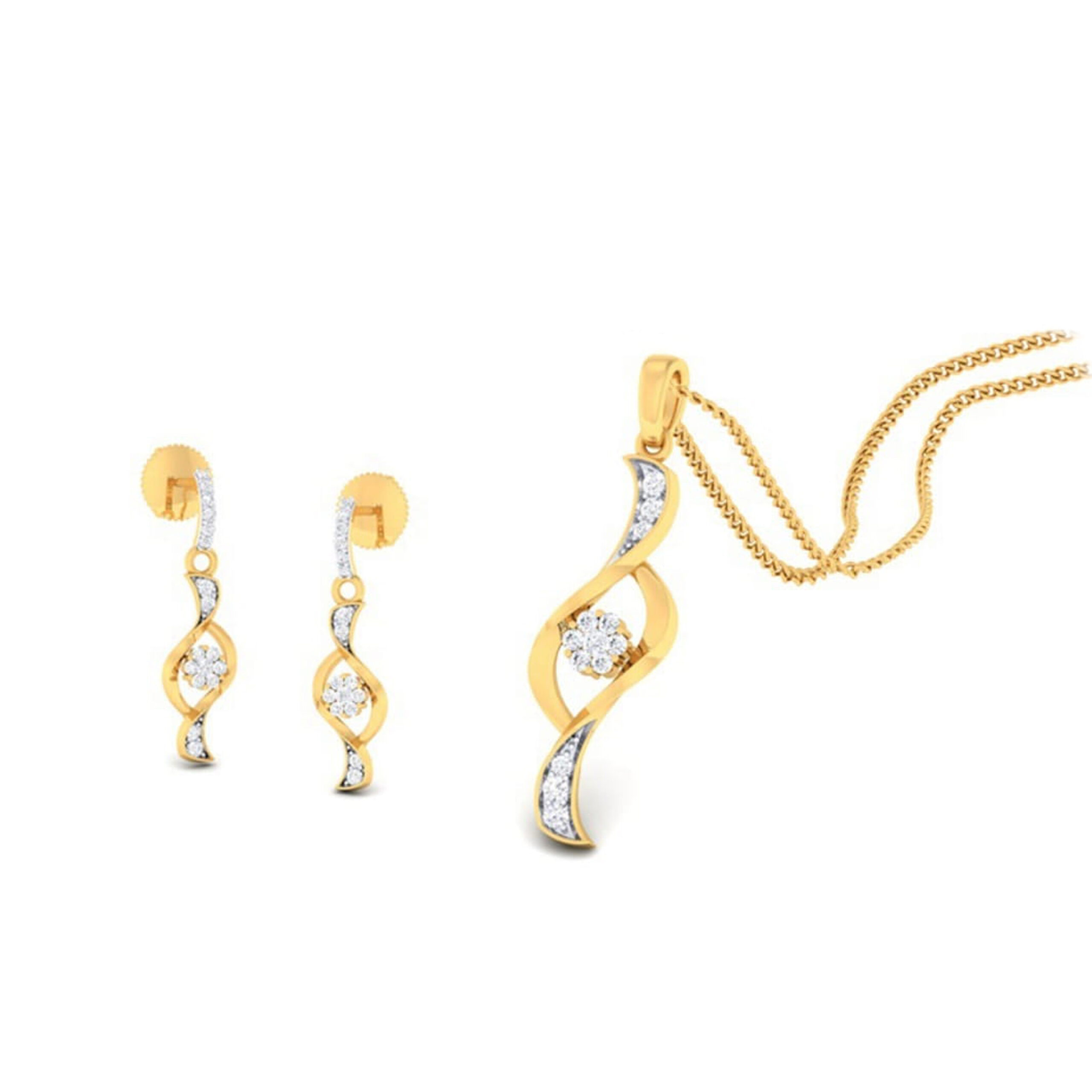 22k gold cz fancy pendant set