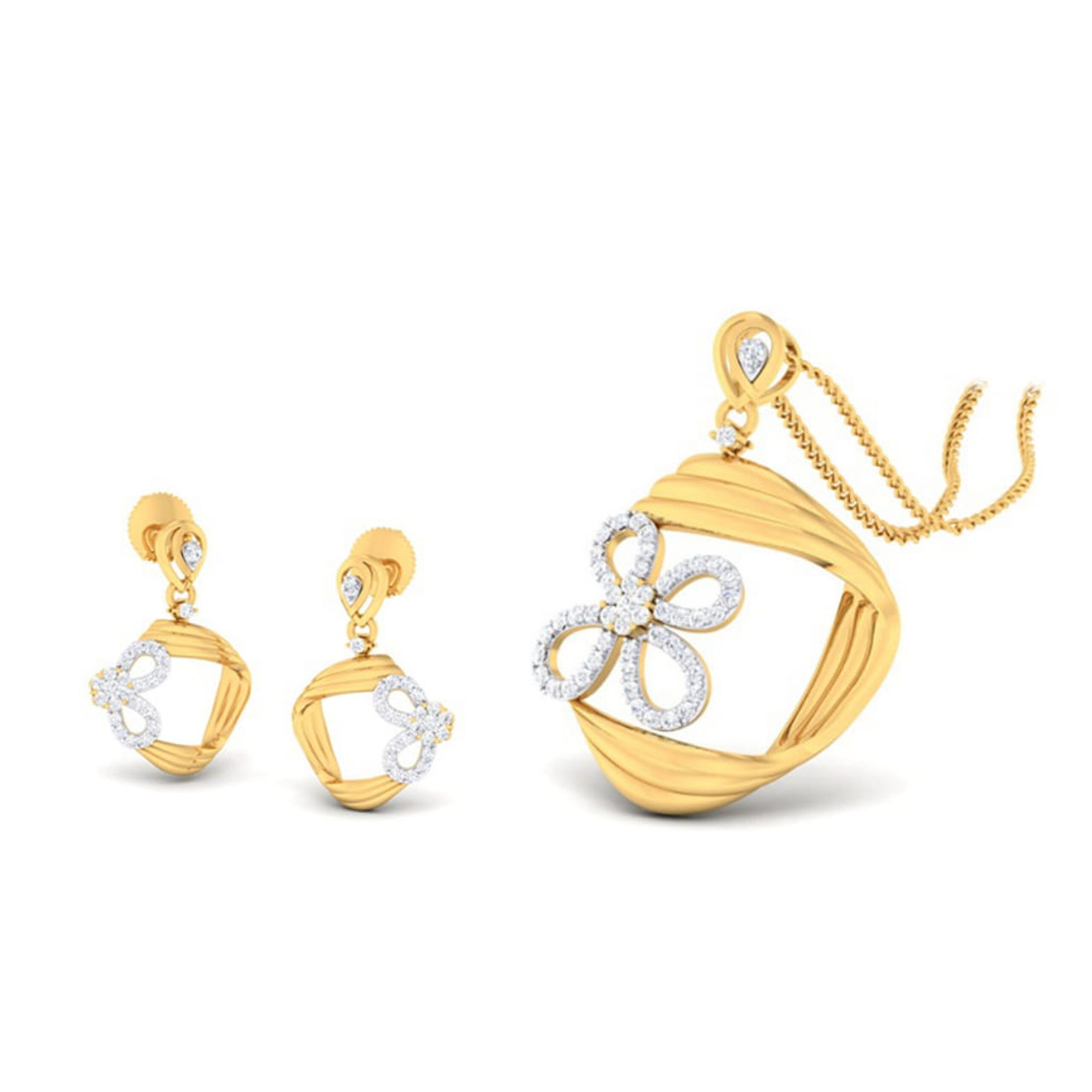 22k gold cz  stunning pendant set