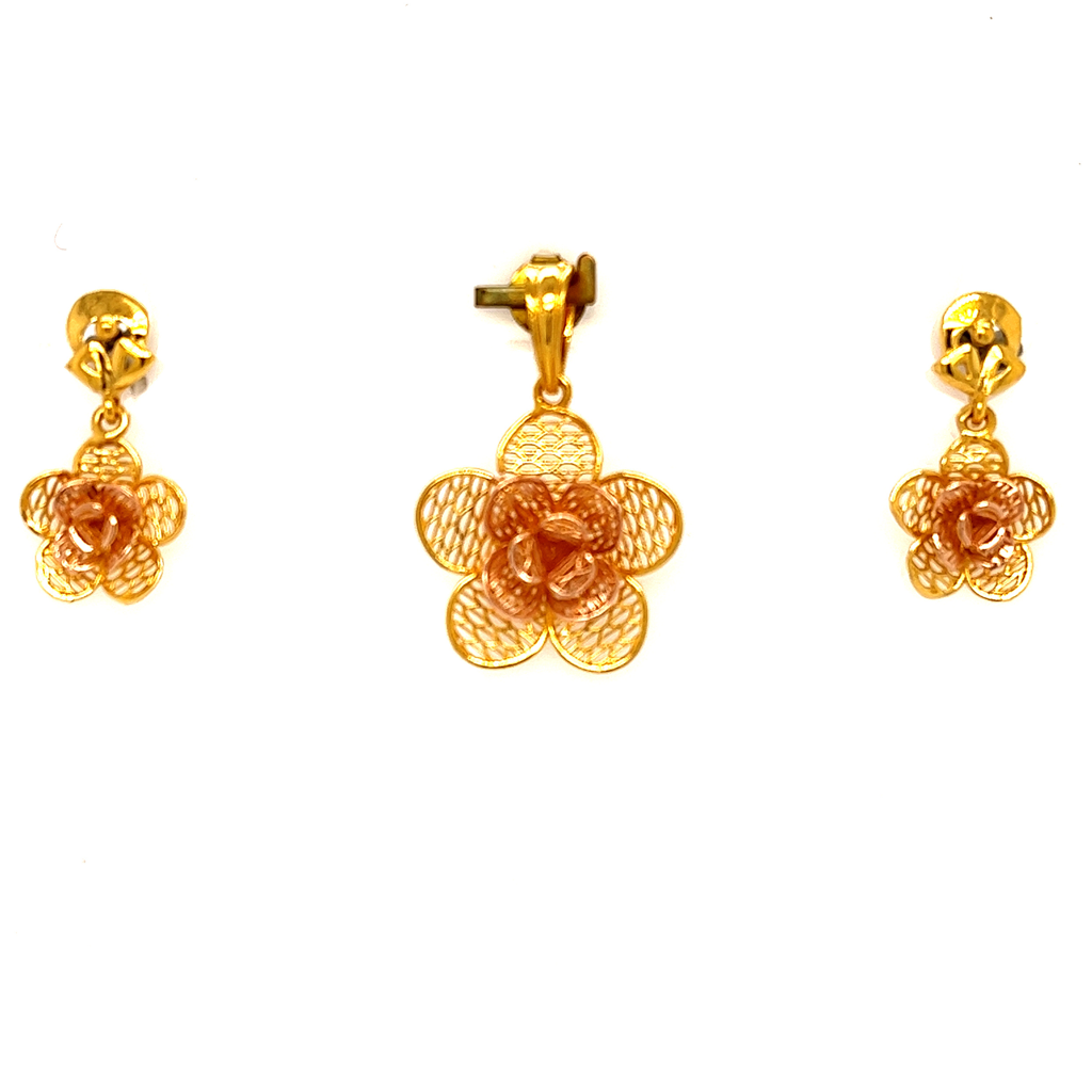22k gold turkish baani flora pendant set