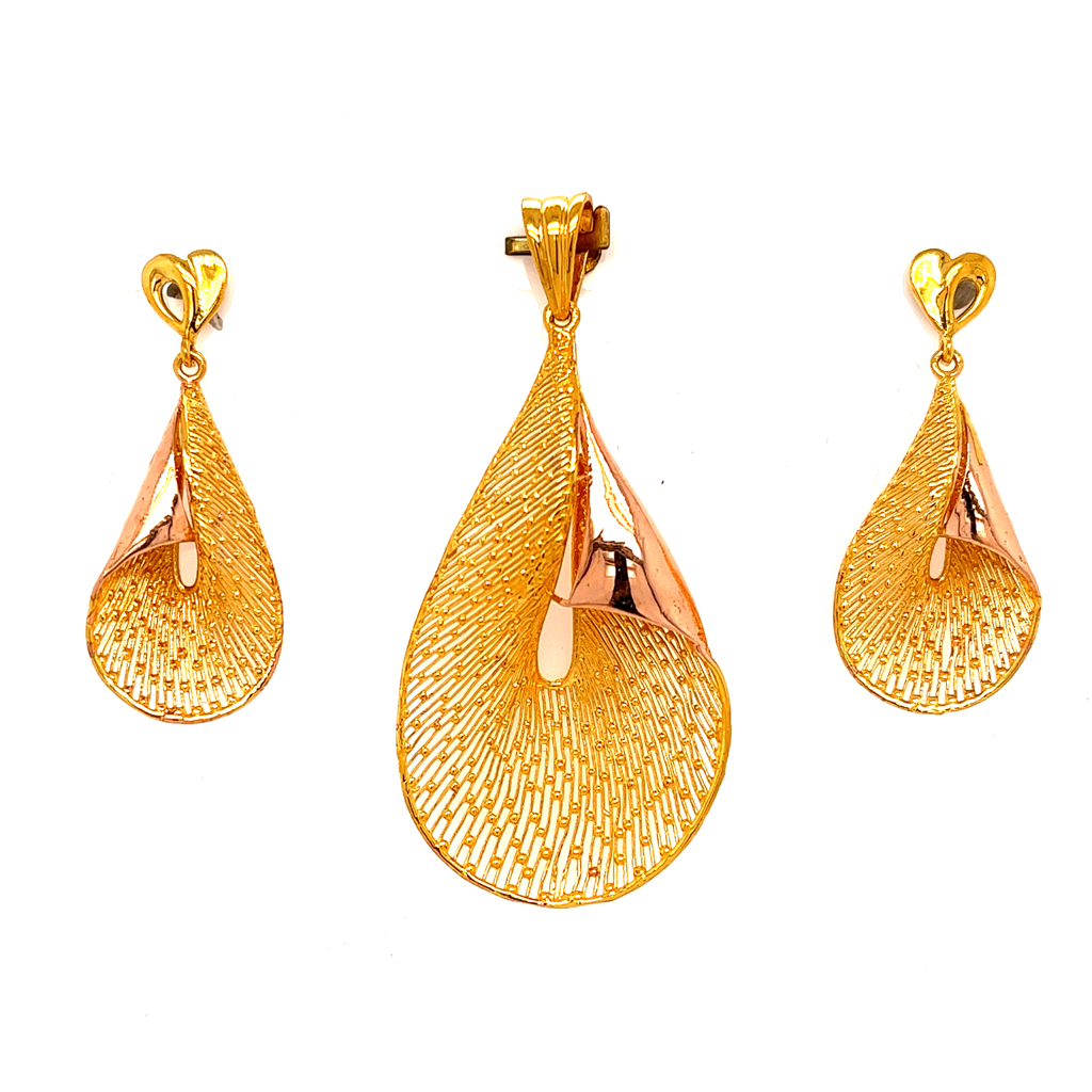 22k gold turkish morning glory pendant set