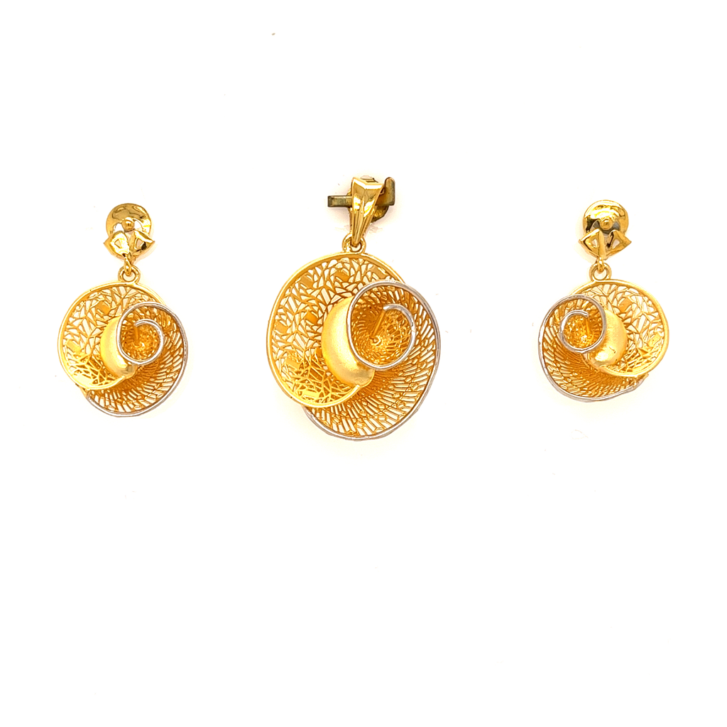 22k gold turkish kyna pendant set