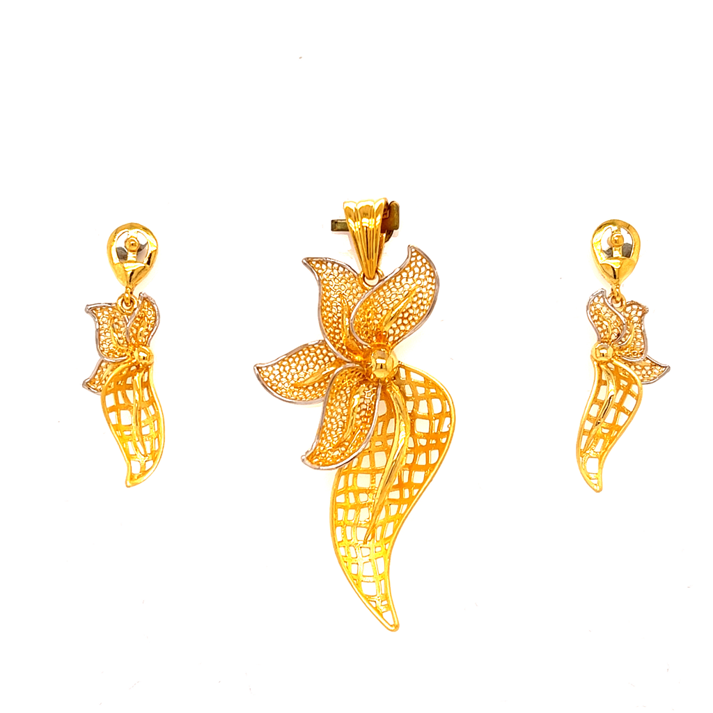 22k gold turkish curvy pendant set