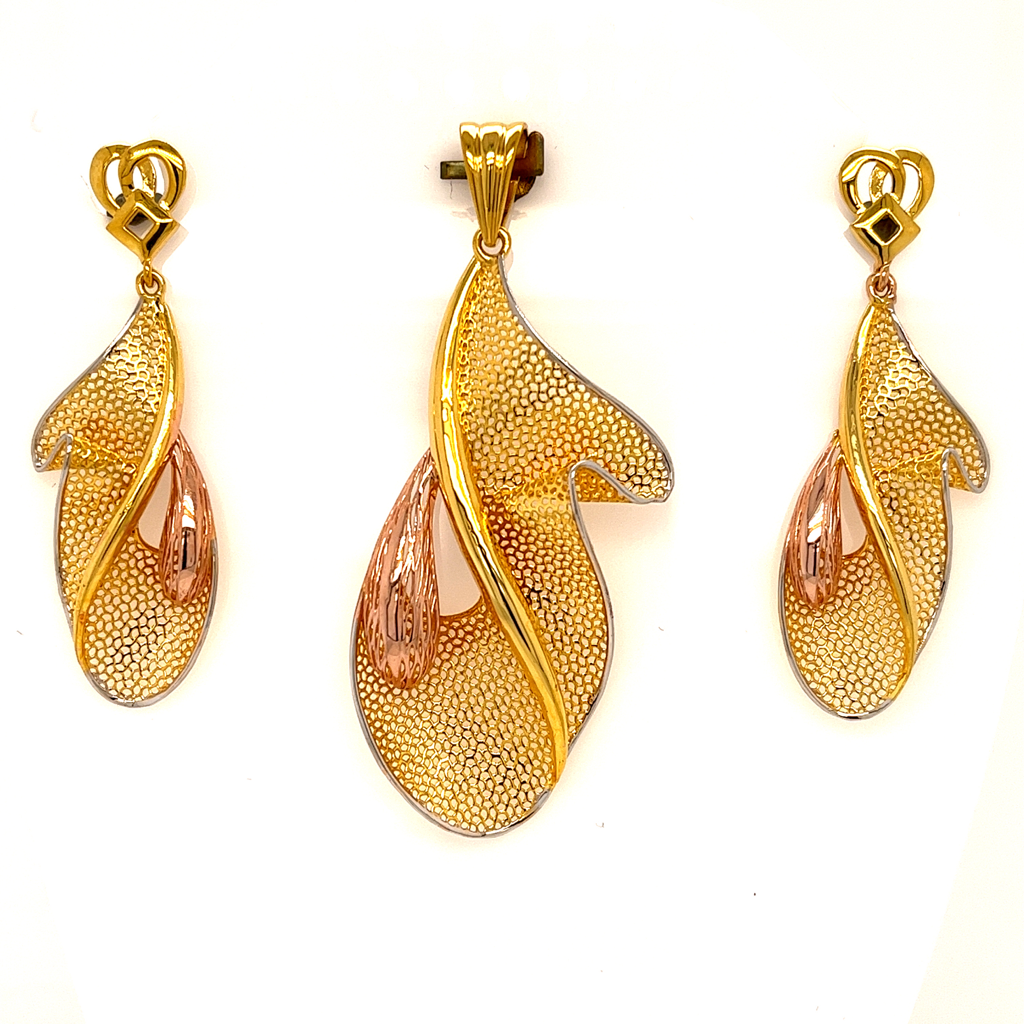 22k gold turkish royal paisley pendant set
