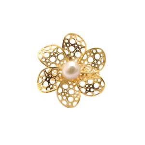 22k yellow gold pearl floral ring