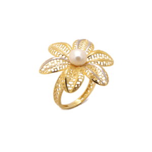 22k yellow gold pearl floral ring