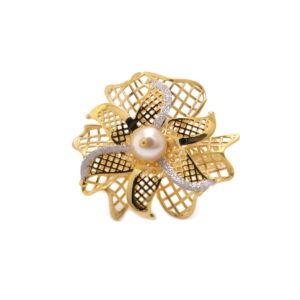 22k yellow gold pearl floral ring