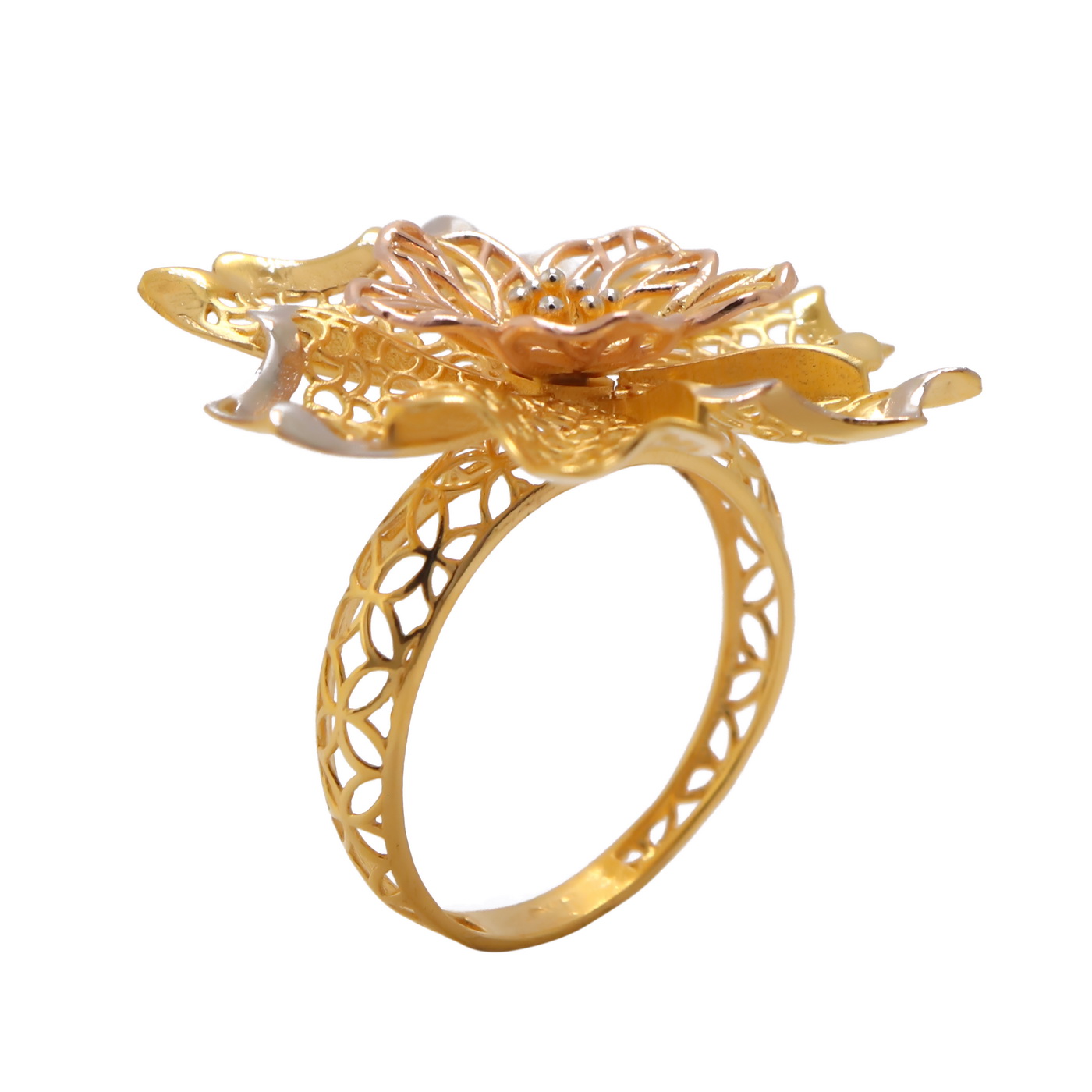 22k yellow gold peek-a-bloom ring - Image 2