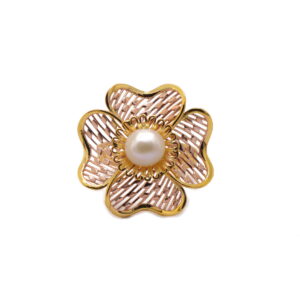 22k yellow gold pearl floral ring