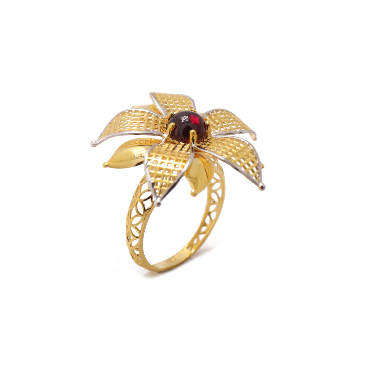 22k yellow gold black onyx flower ring - Image 2