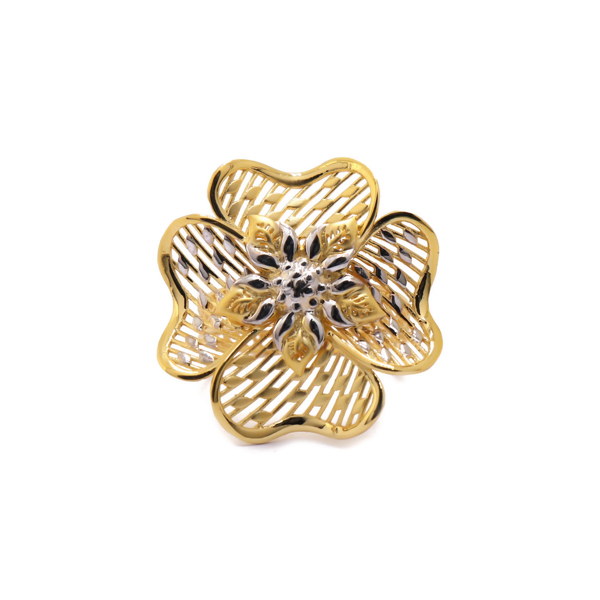 22k yellow gold plain flower ring - Image 2