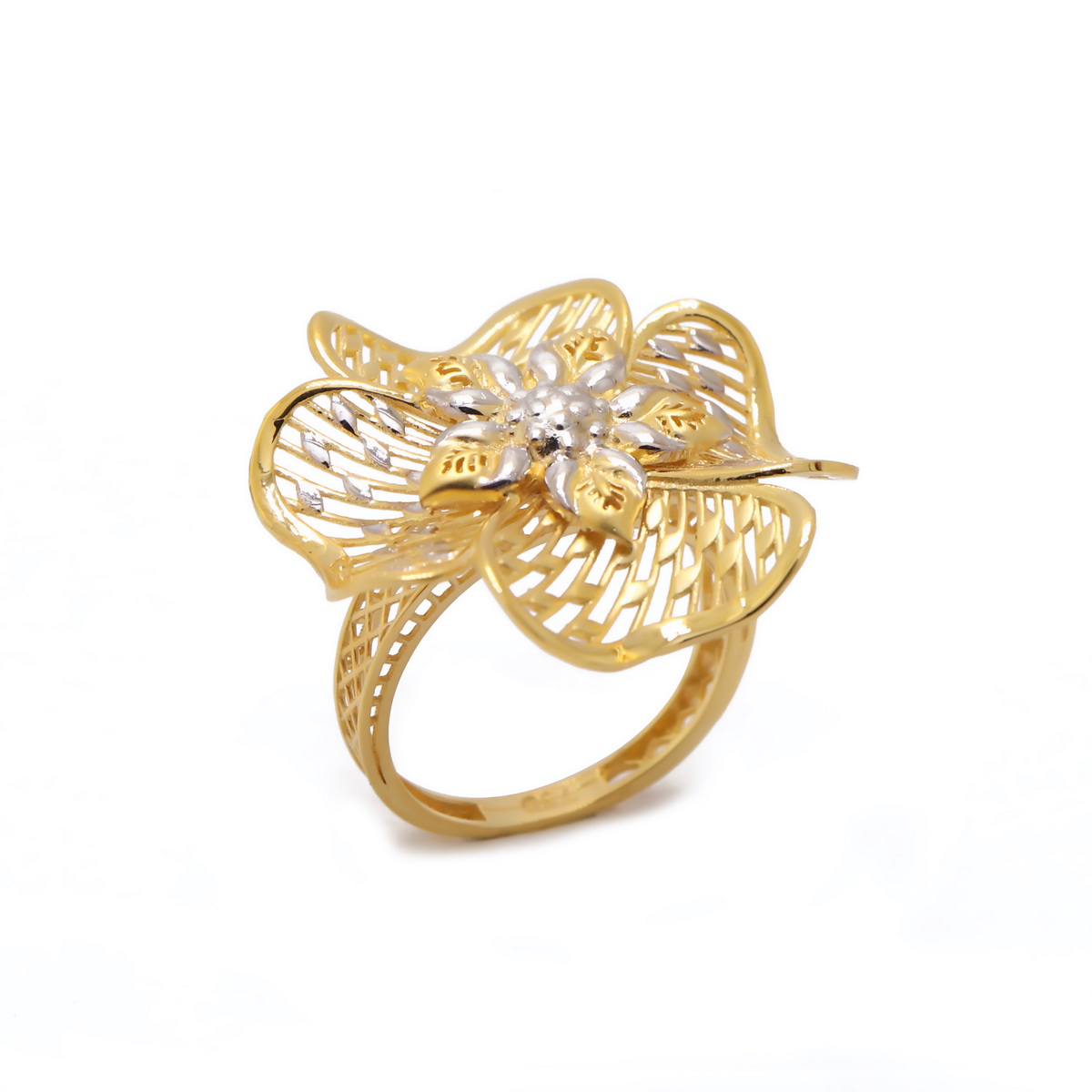 22k yellow gold plain flower ring