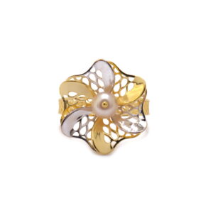 22k yellow gold white Pearl flower ring