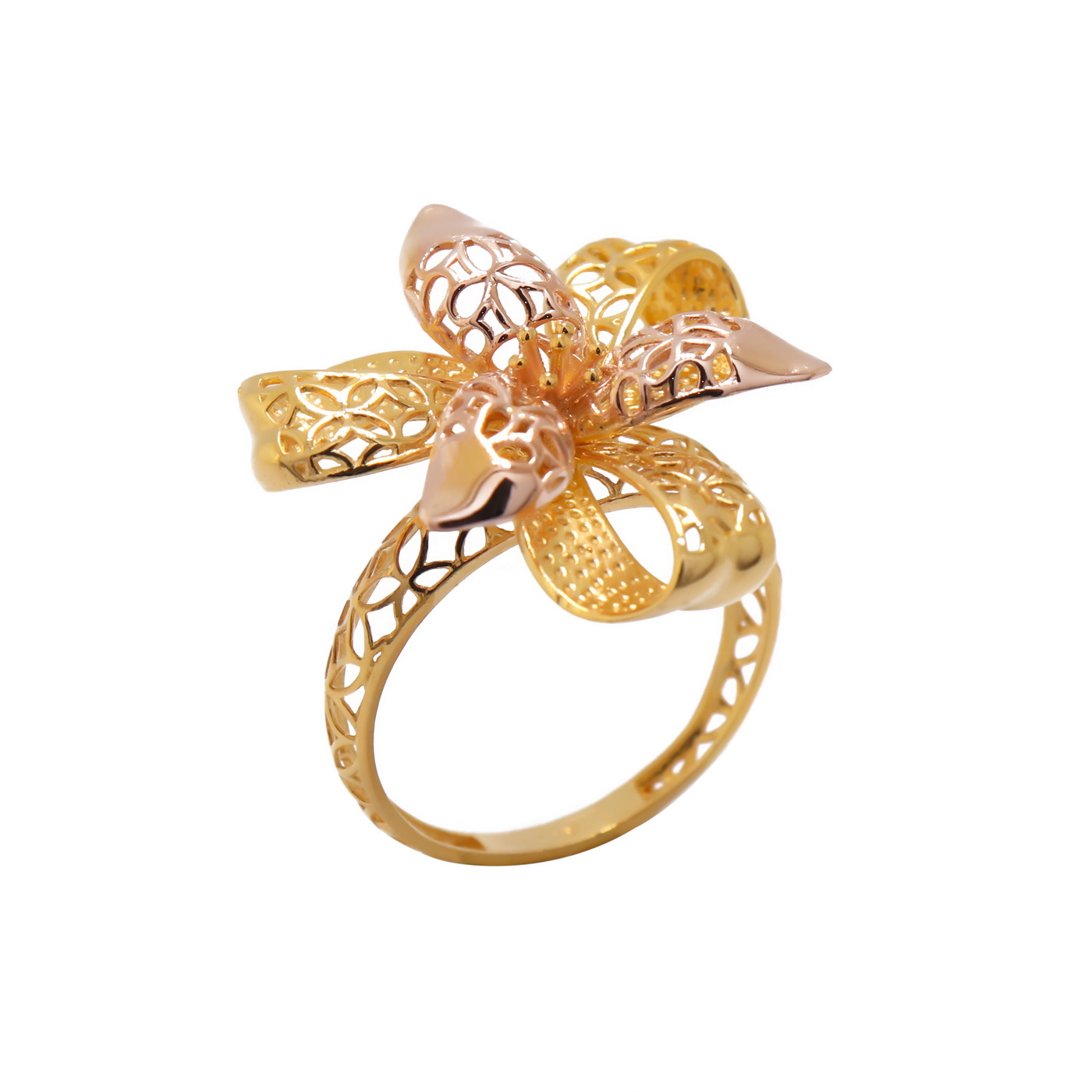 22k yellow gold petite fleur ring - Image 2