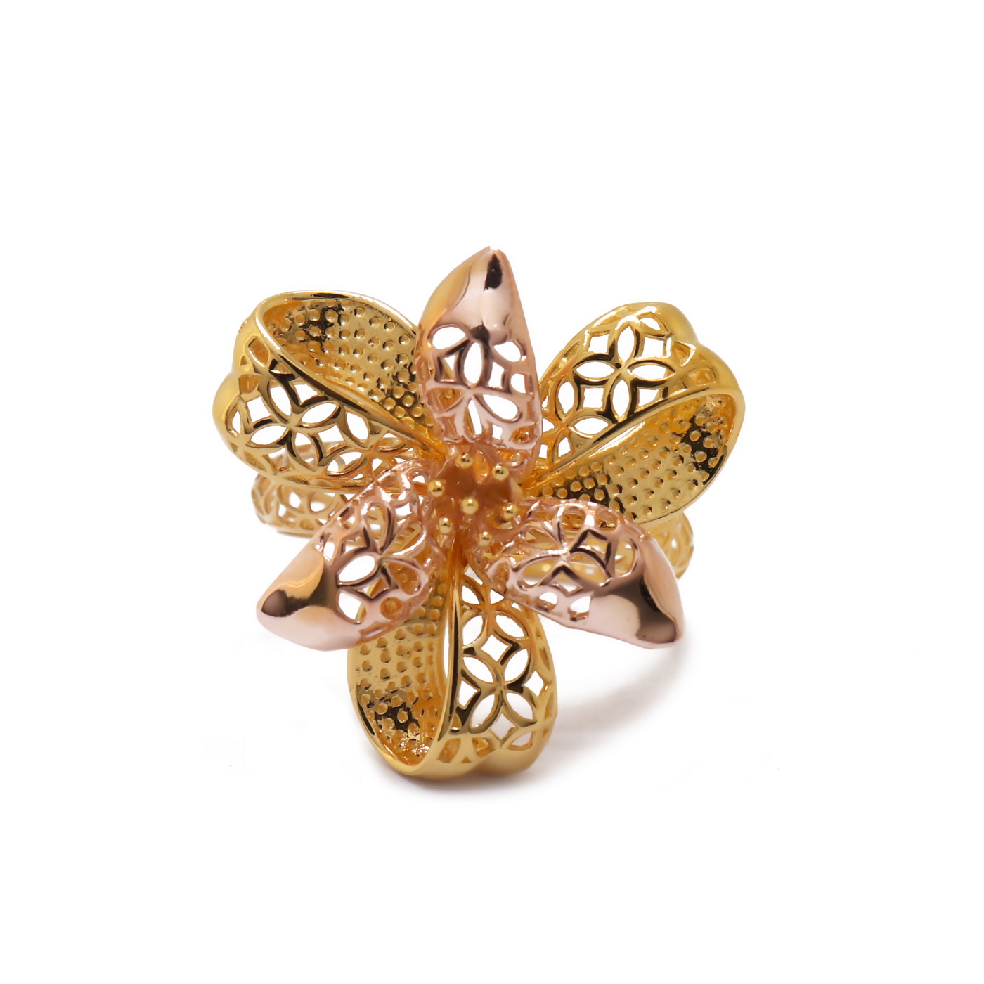22k yellow gold petite fleur ring