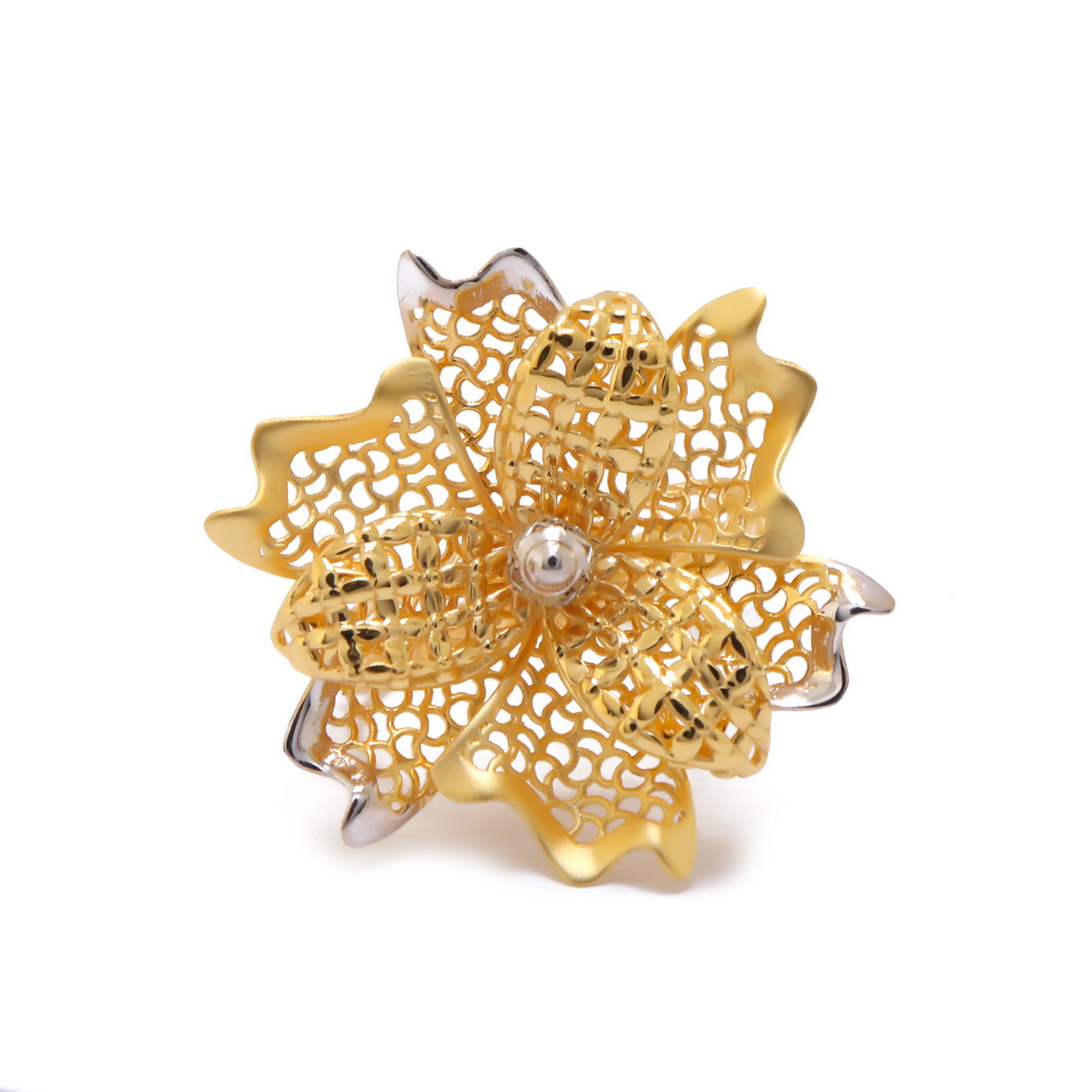 22k yellow gold stylised flora ring