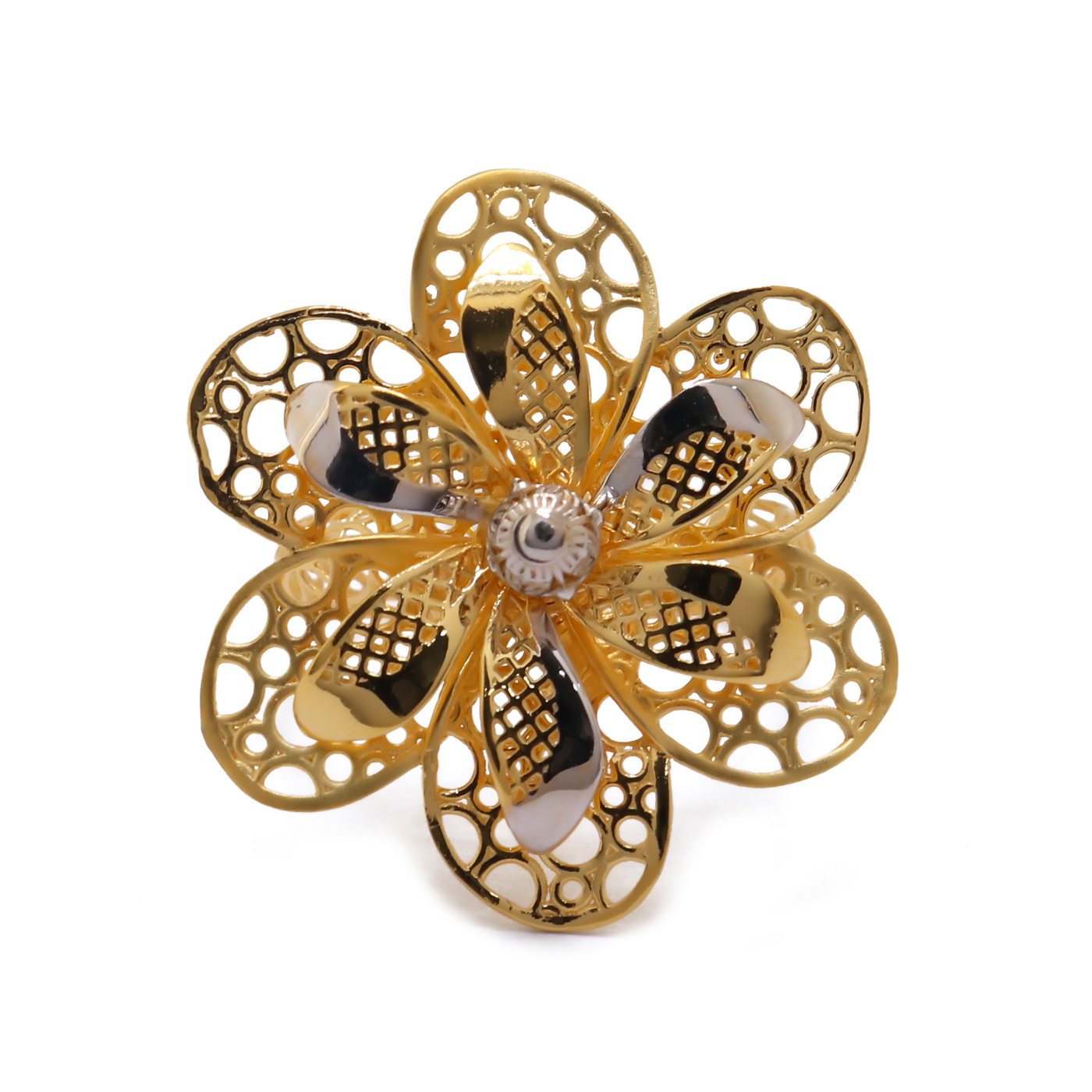 22k yellow gold floral spray ring