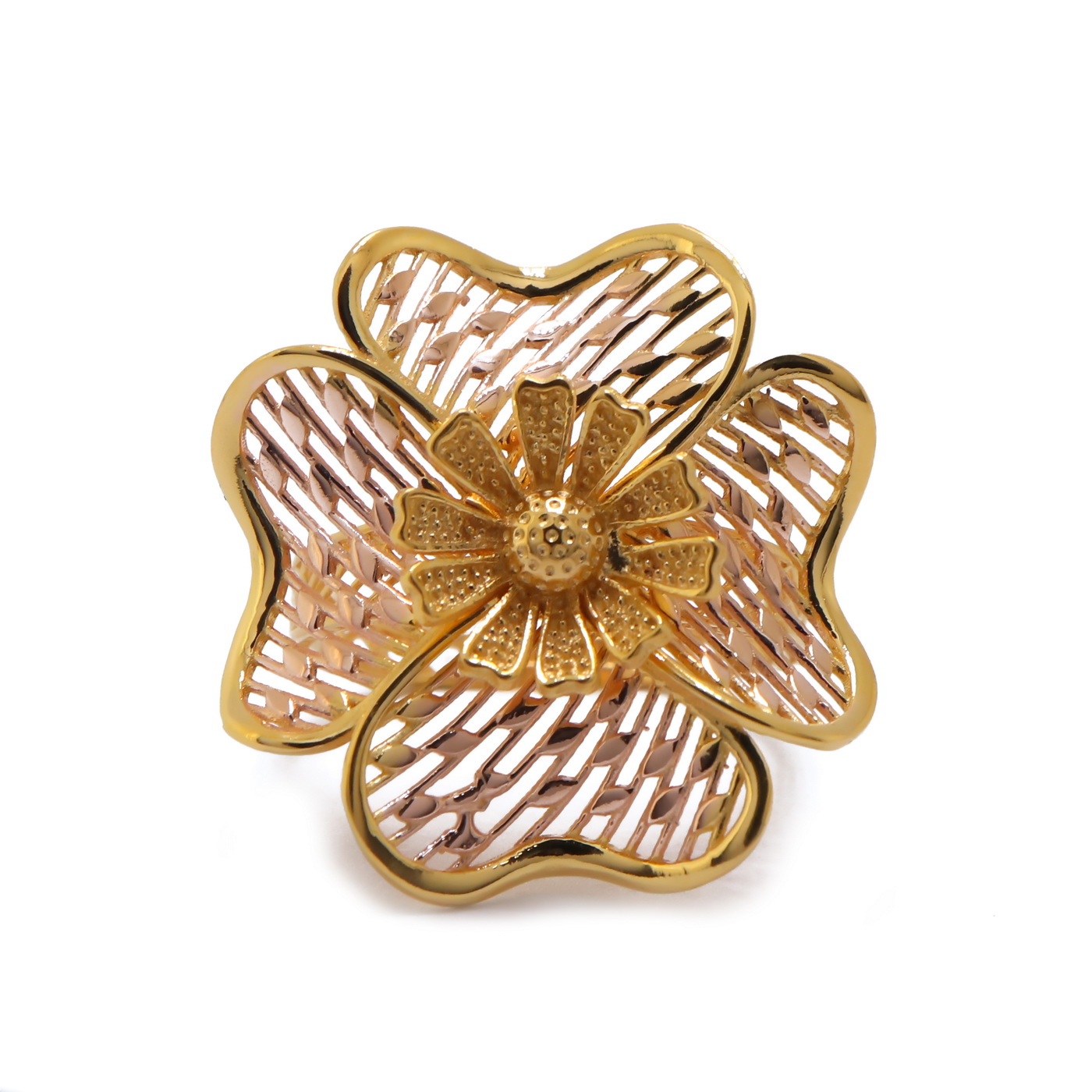 22k yellow gold four petal ring
