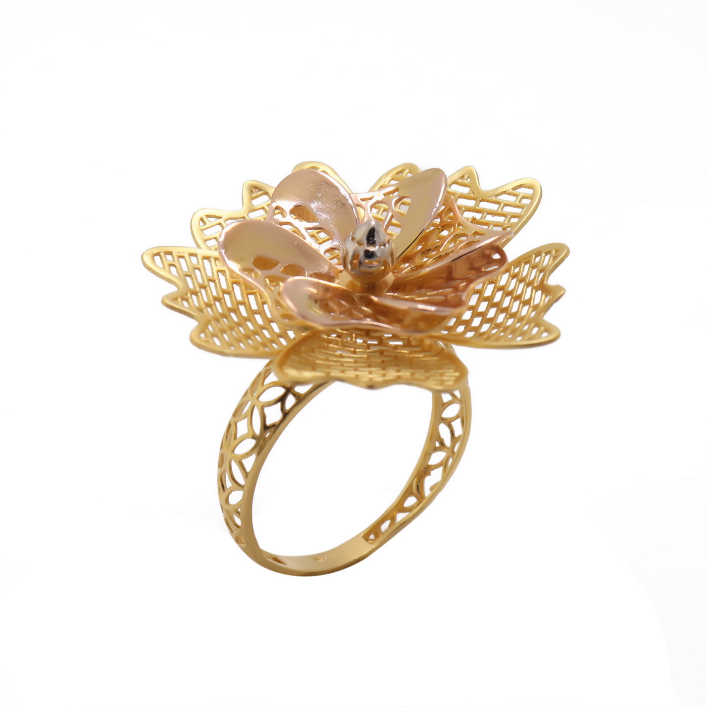 22k yellow gold flower rush ring - Image 2