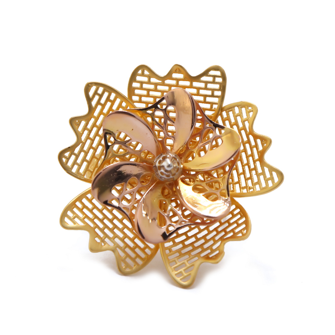 22k yellow gold flower rush ring