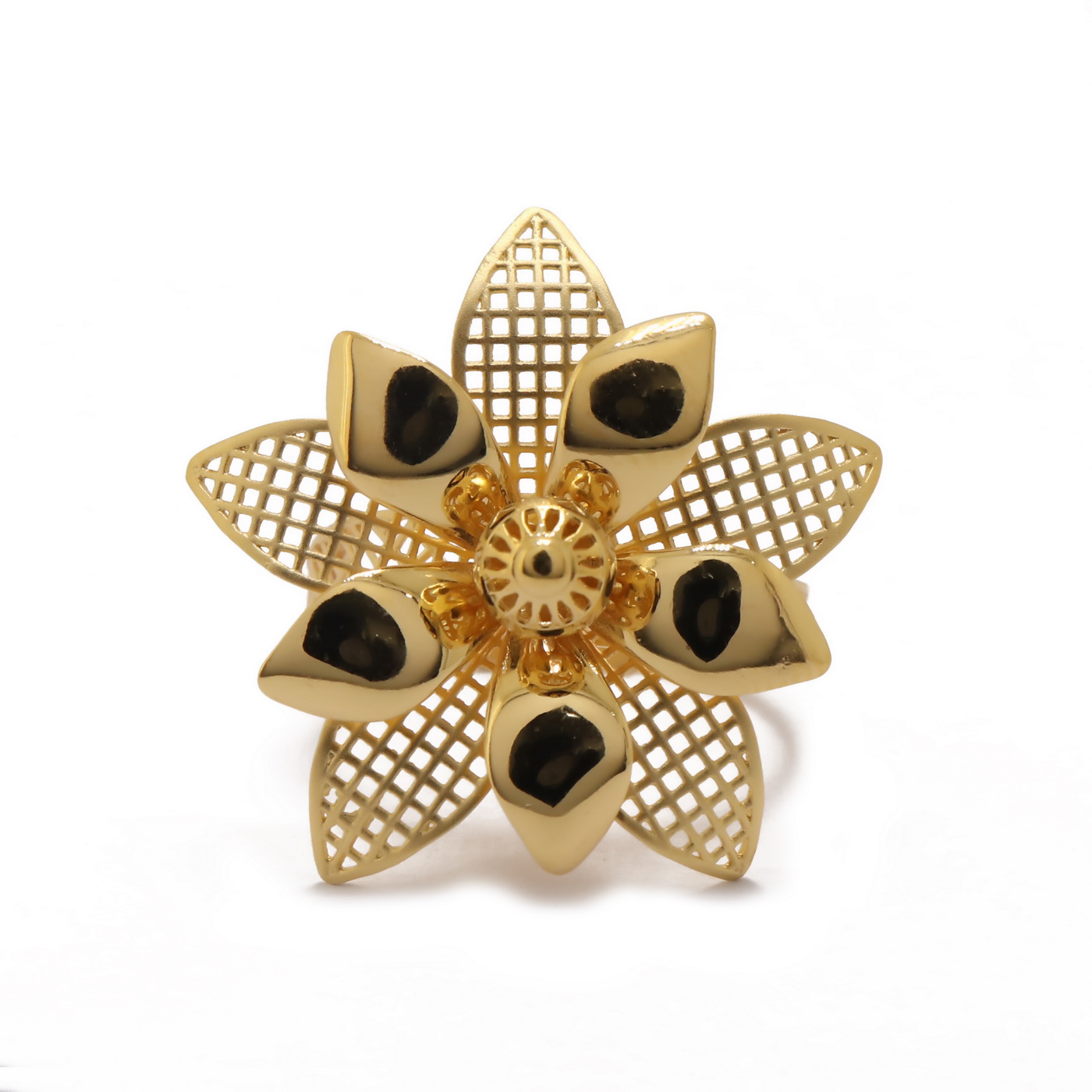 22k yellow gold petals of metal ring
