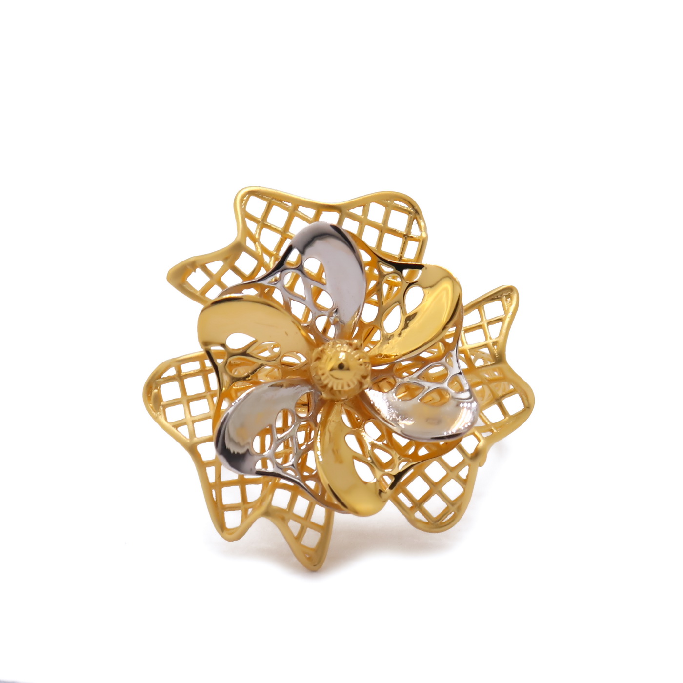 22k yellow gold ferns n petals ring