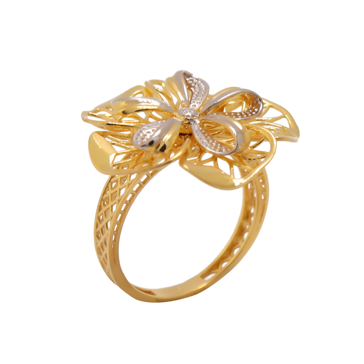 22k yellow gold floral ring - Image 2
