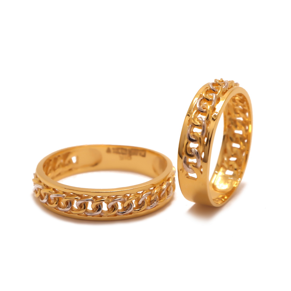 22k yellow gold plain two souls rings - Image 3