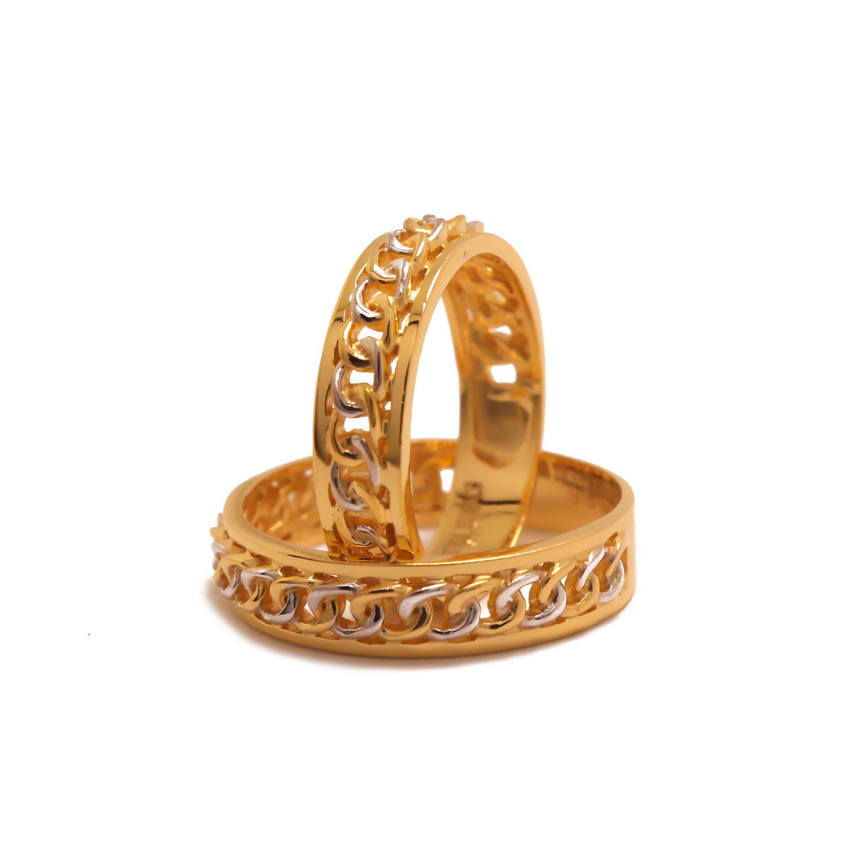 22k yellow gold plain two souls rings - Image 2