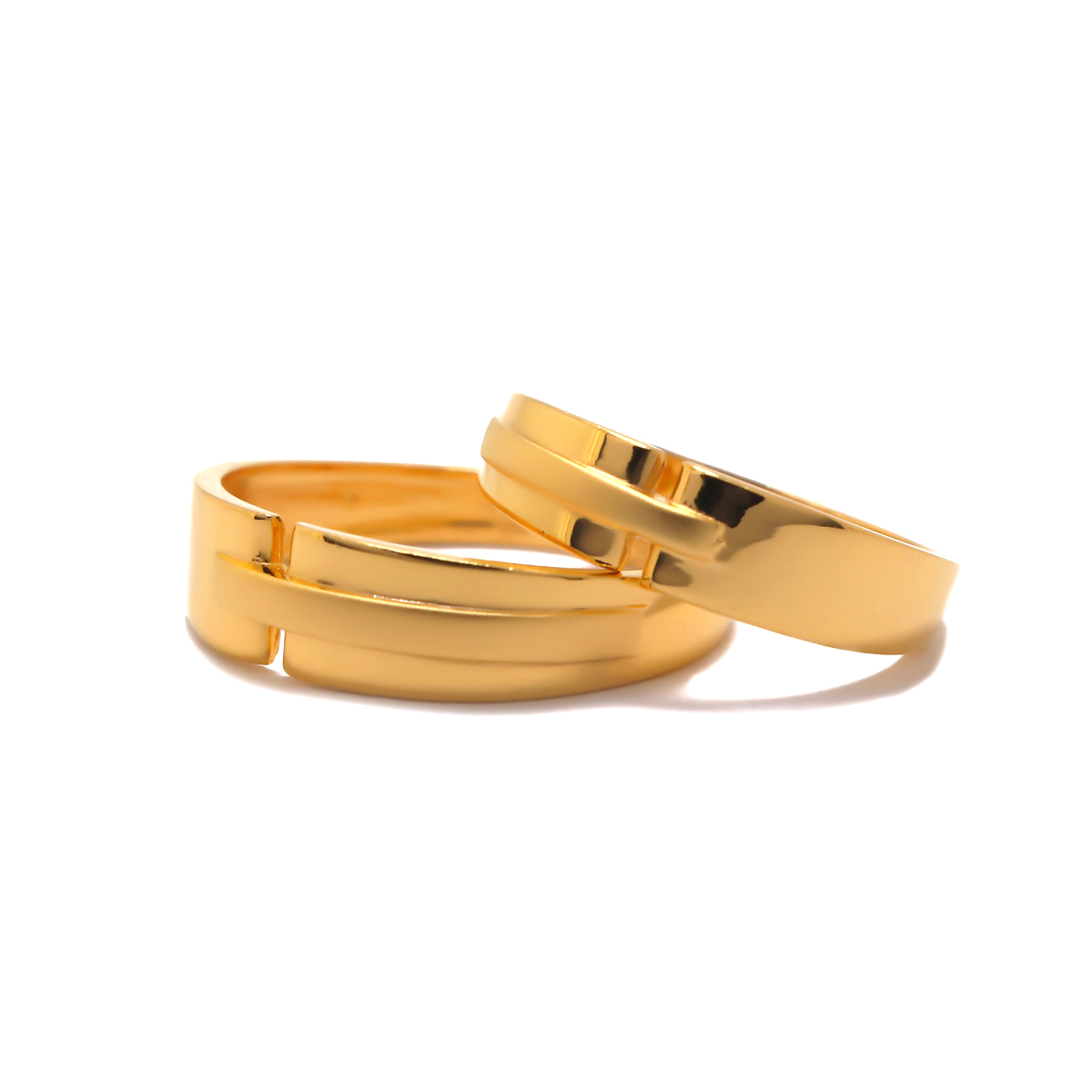 22k yellow gold plain coppia rings