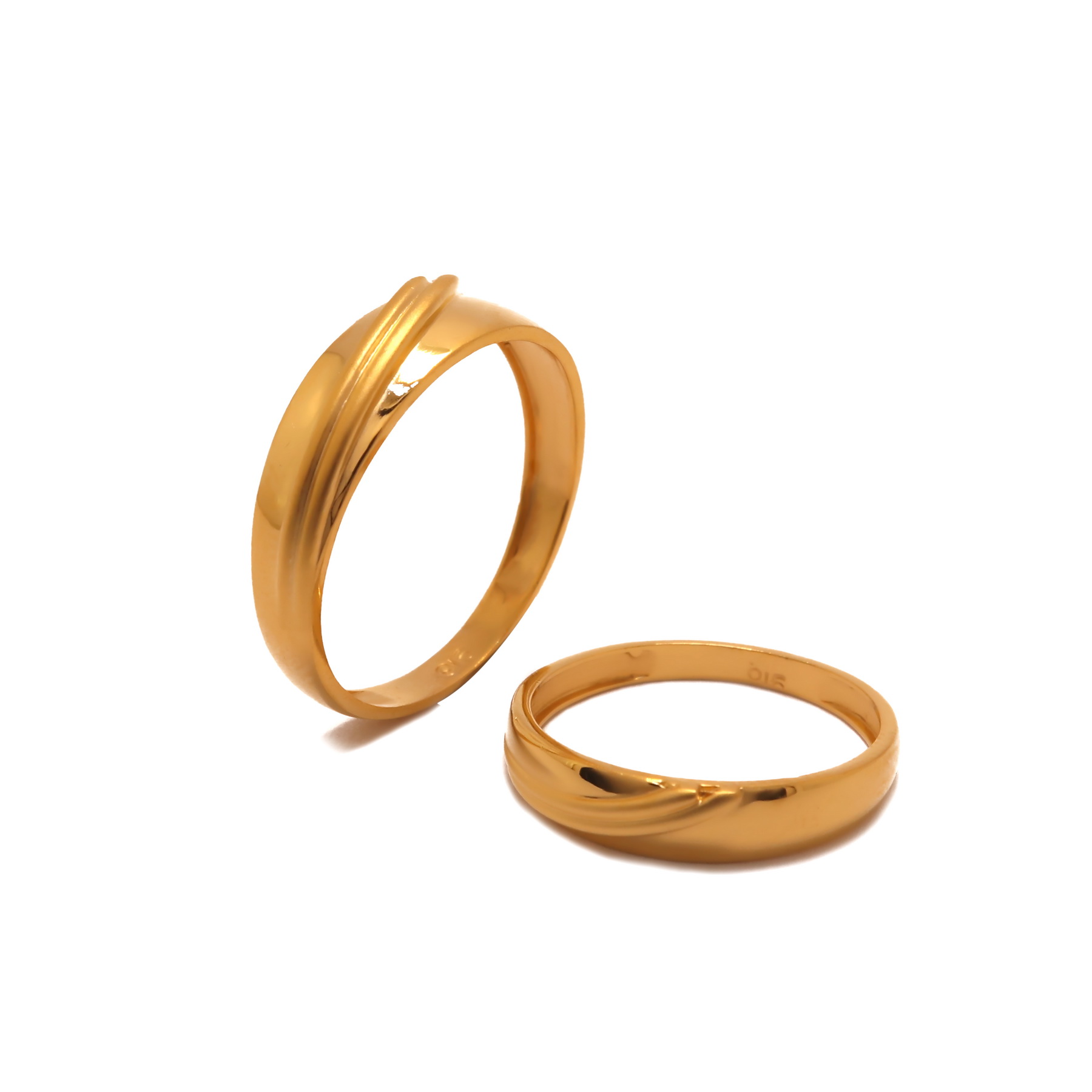 22k yellow gold plain bessy bands rings - Image 2