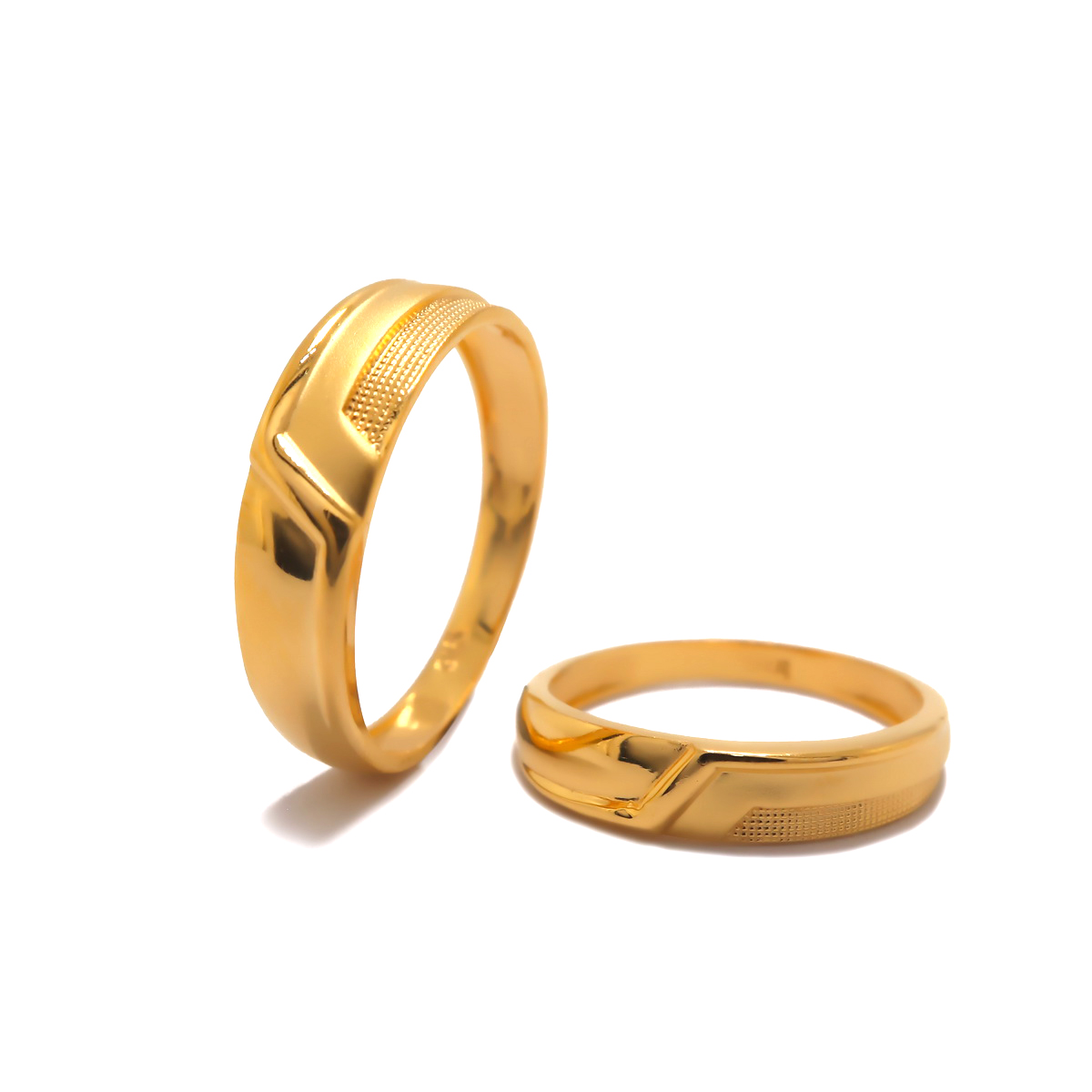 22k yellow gold plain couple bands - Image 2