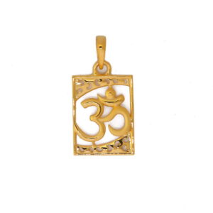 22k yellow gold om with square shape pendant