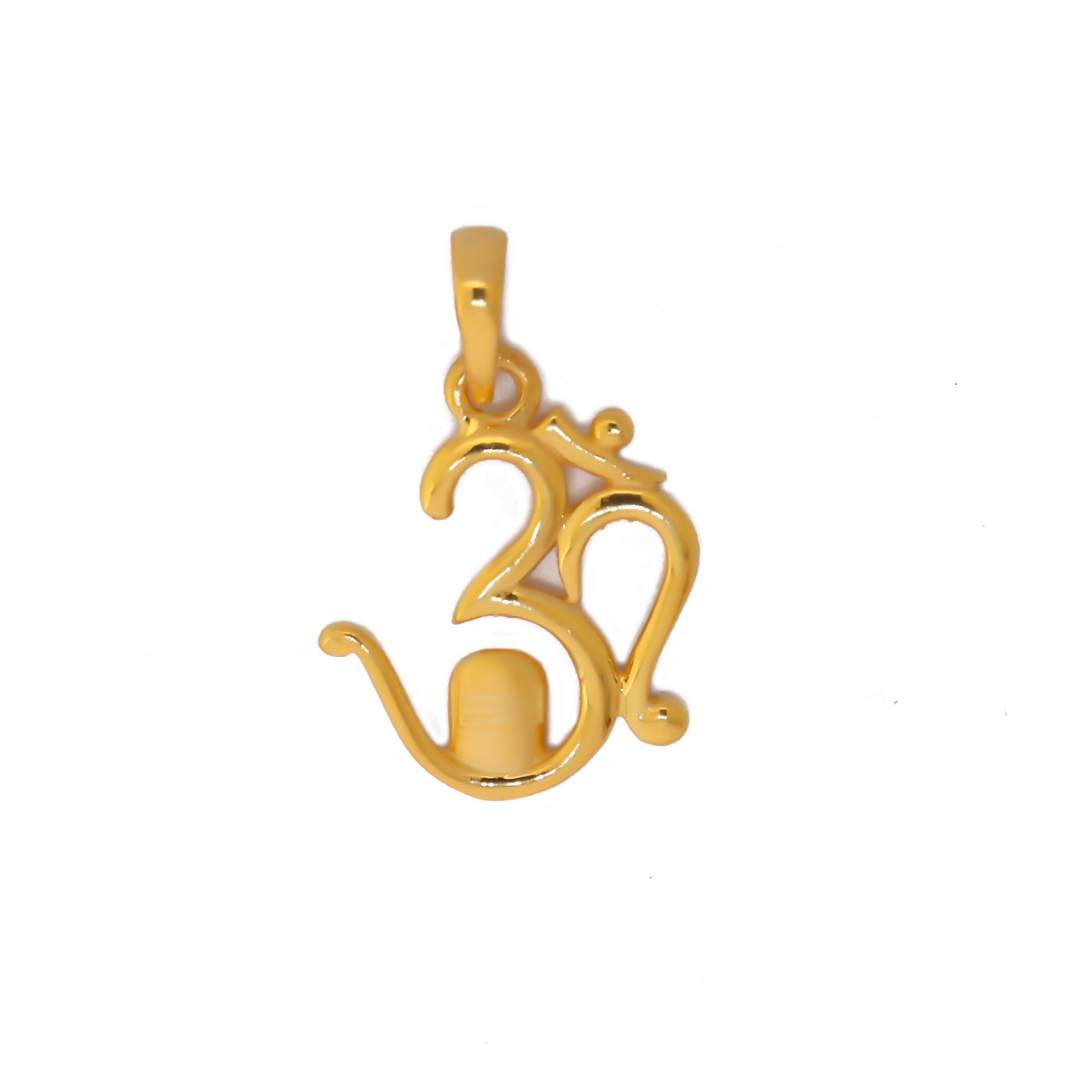 22k yellow gold om with lod shiv pendant