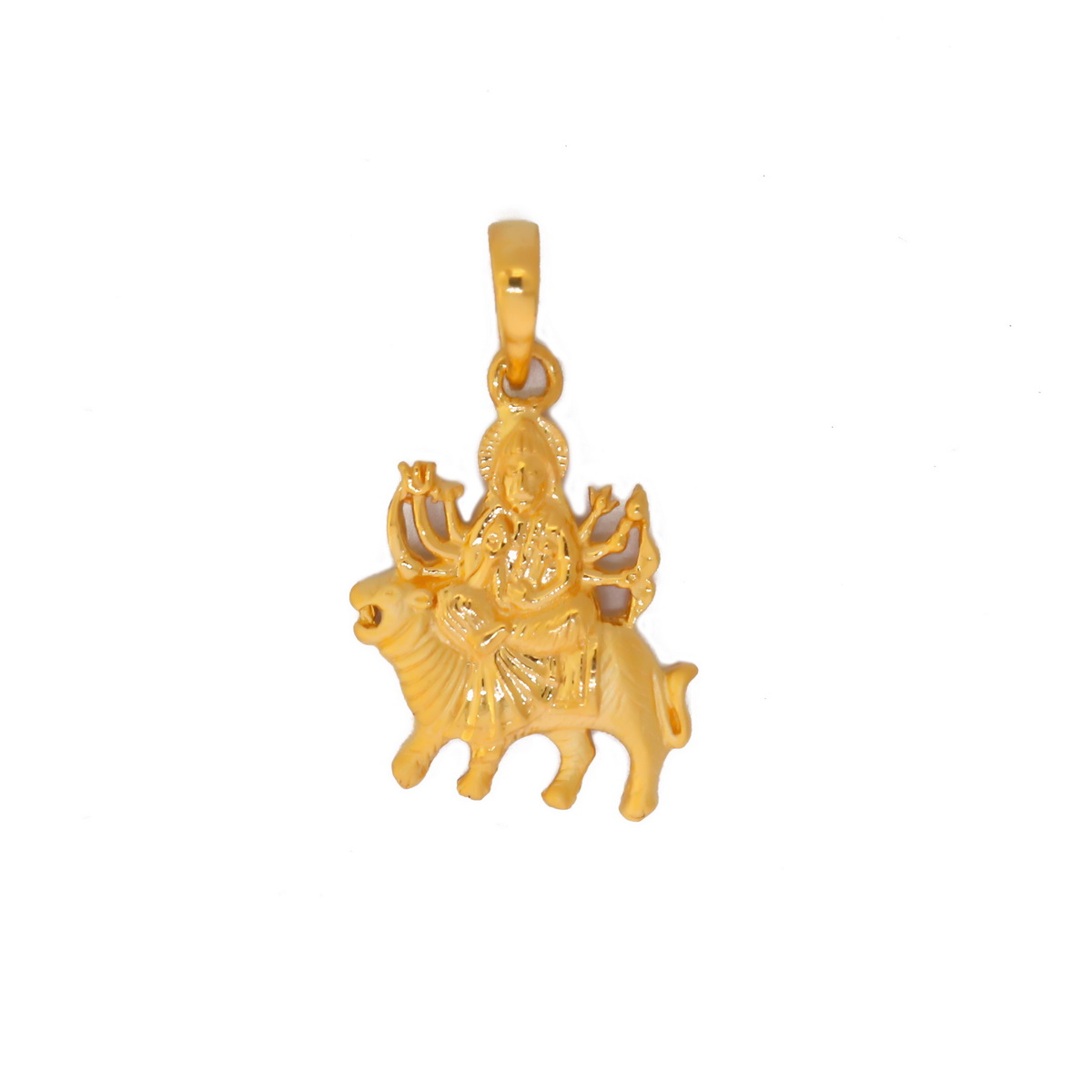 22k yellow gold light weight maa durga pendant