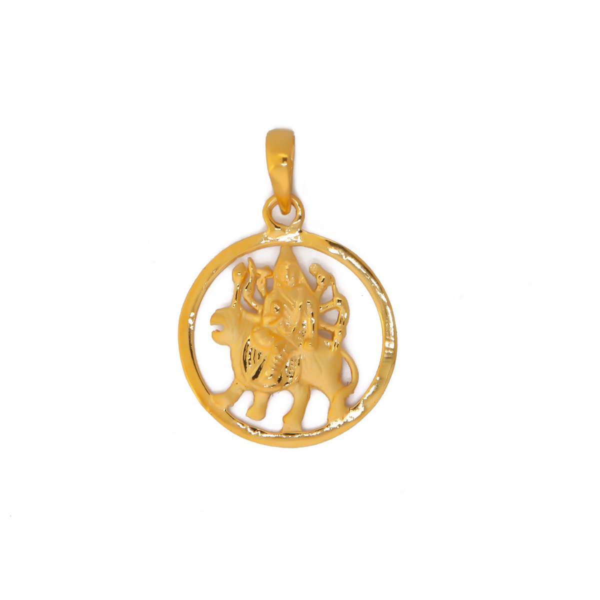 22k yellow gold plain maa durga pendant