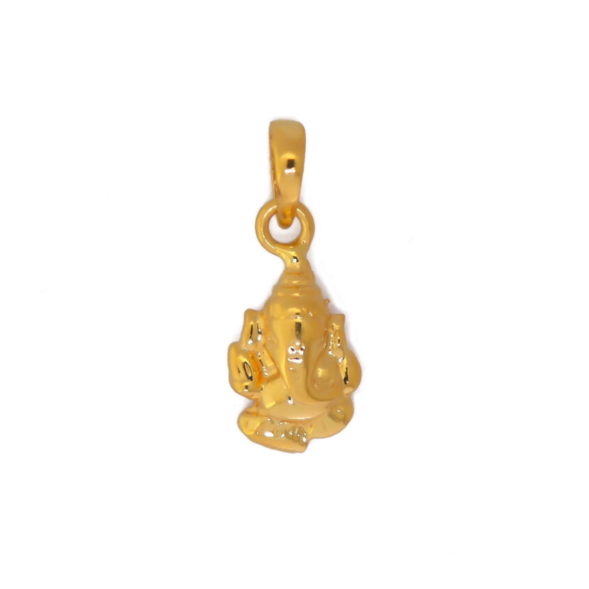22k yellow gold plain ganesh pendant