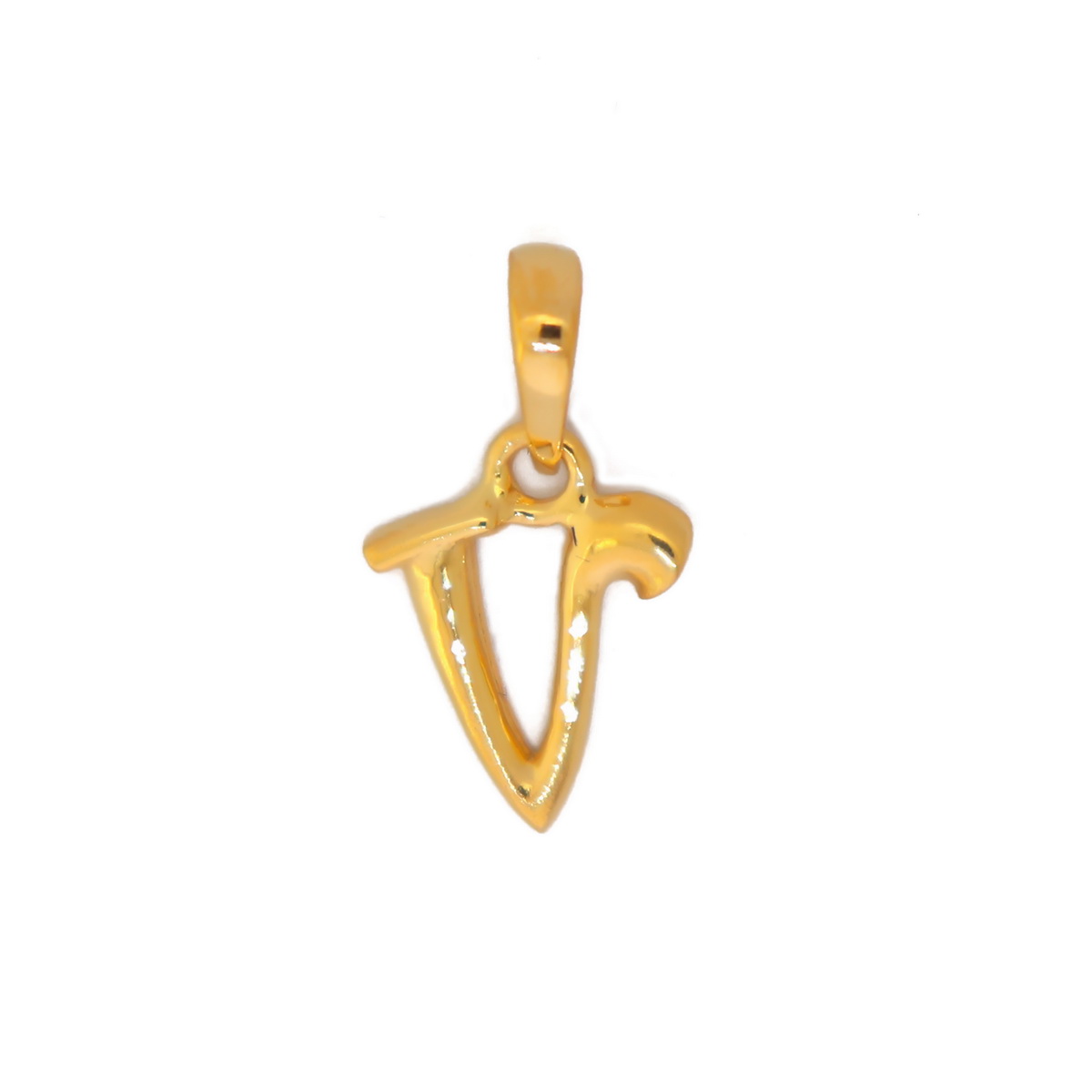 22k yellow gold pendant plain victory alphabet v
