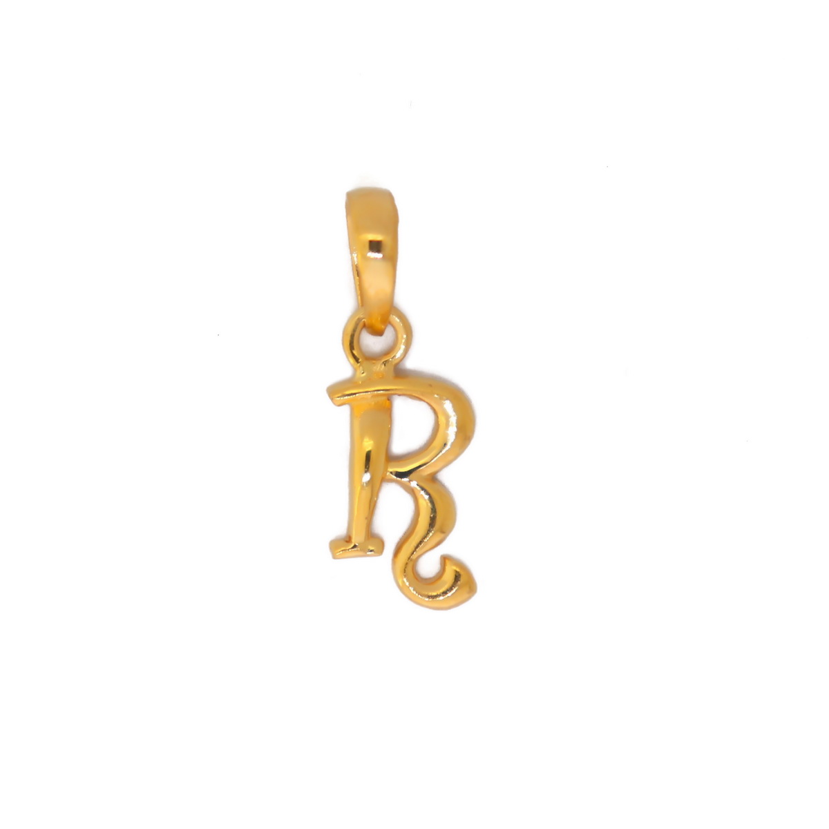 22k yellow gold pendant plain alphabet r