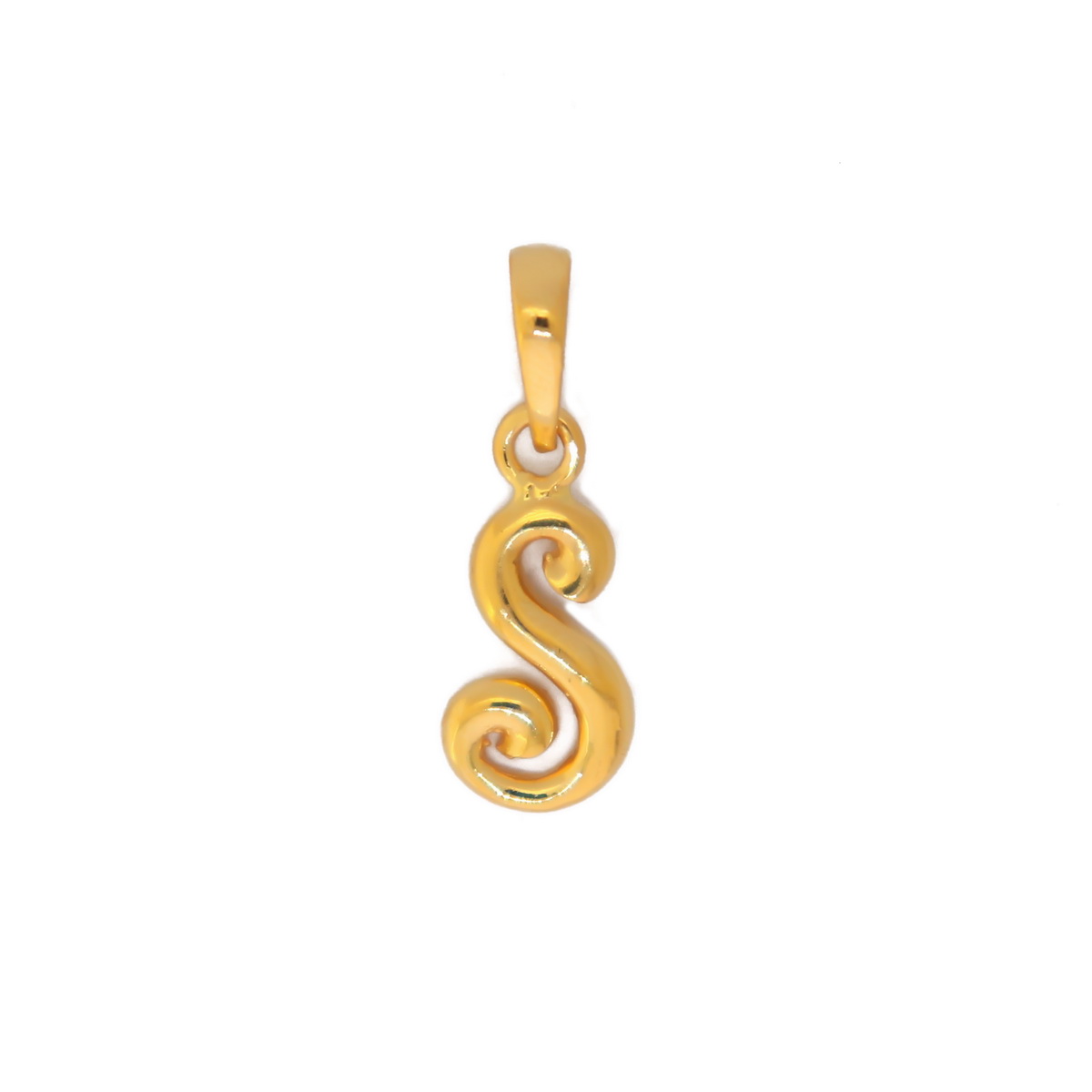22k yellow gold pendant plain stylish alphabet s
