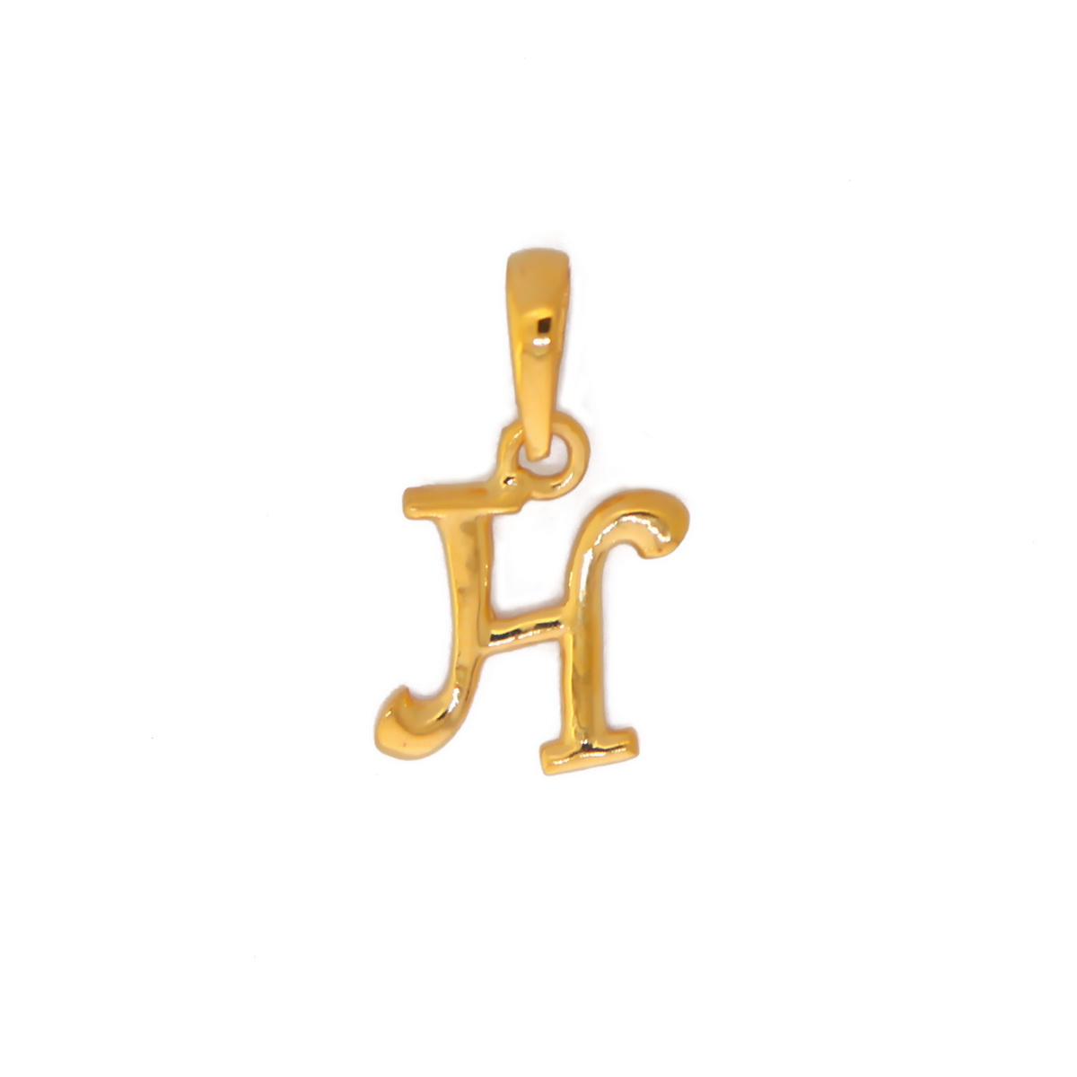 22k yellow gold pendant plain alphabet h