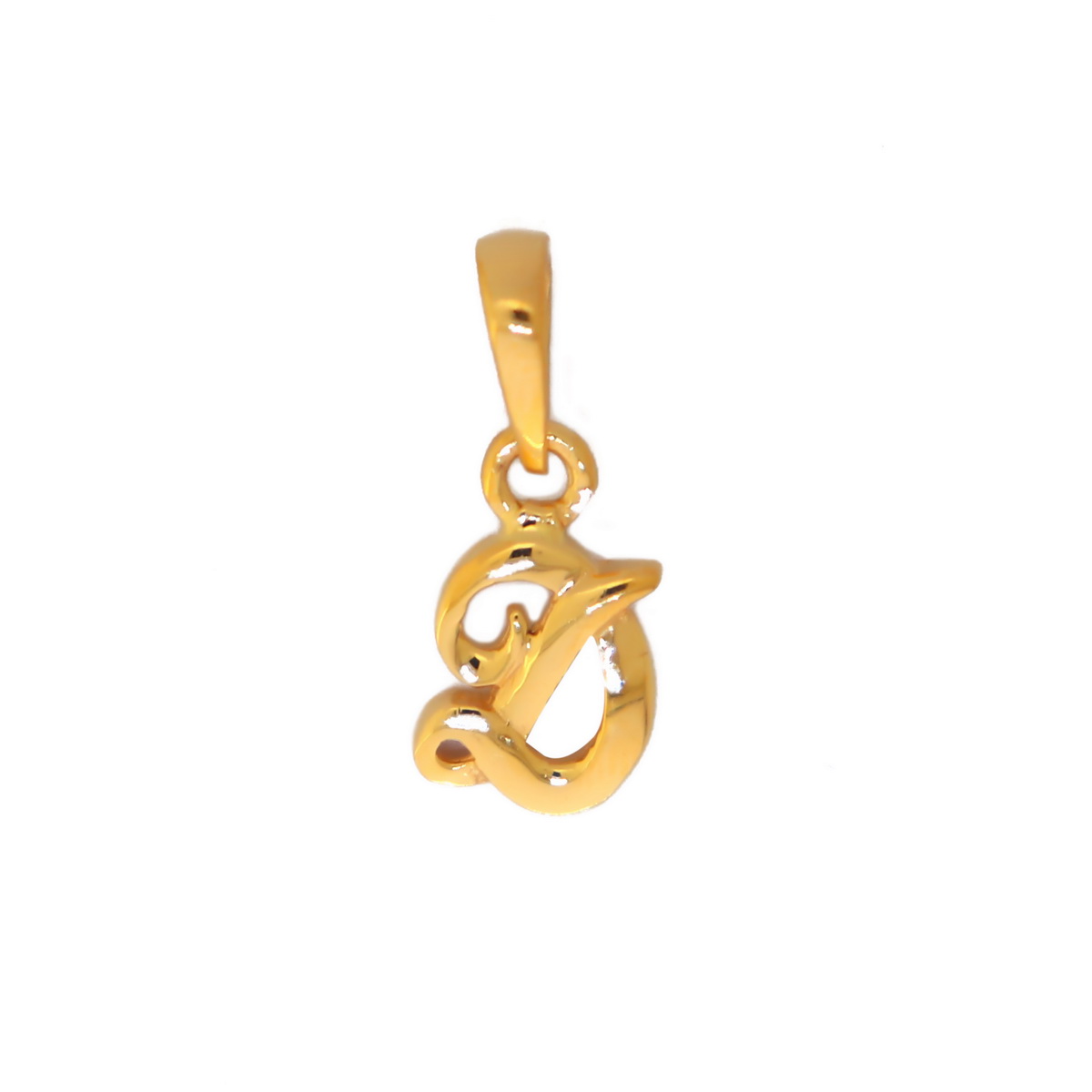 22k yellow gold pendant plain dazzle alphabet d