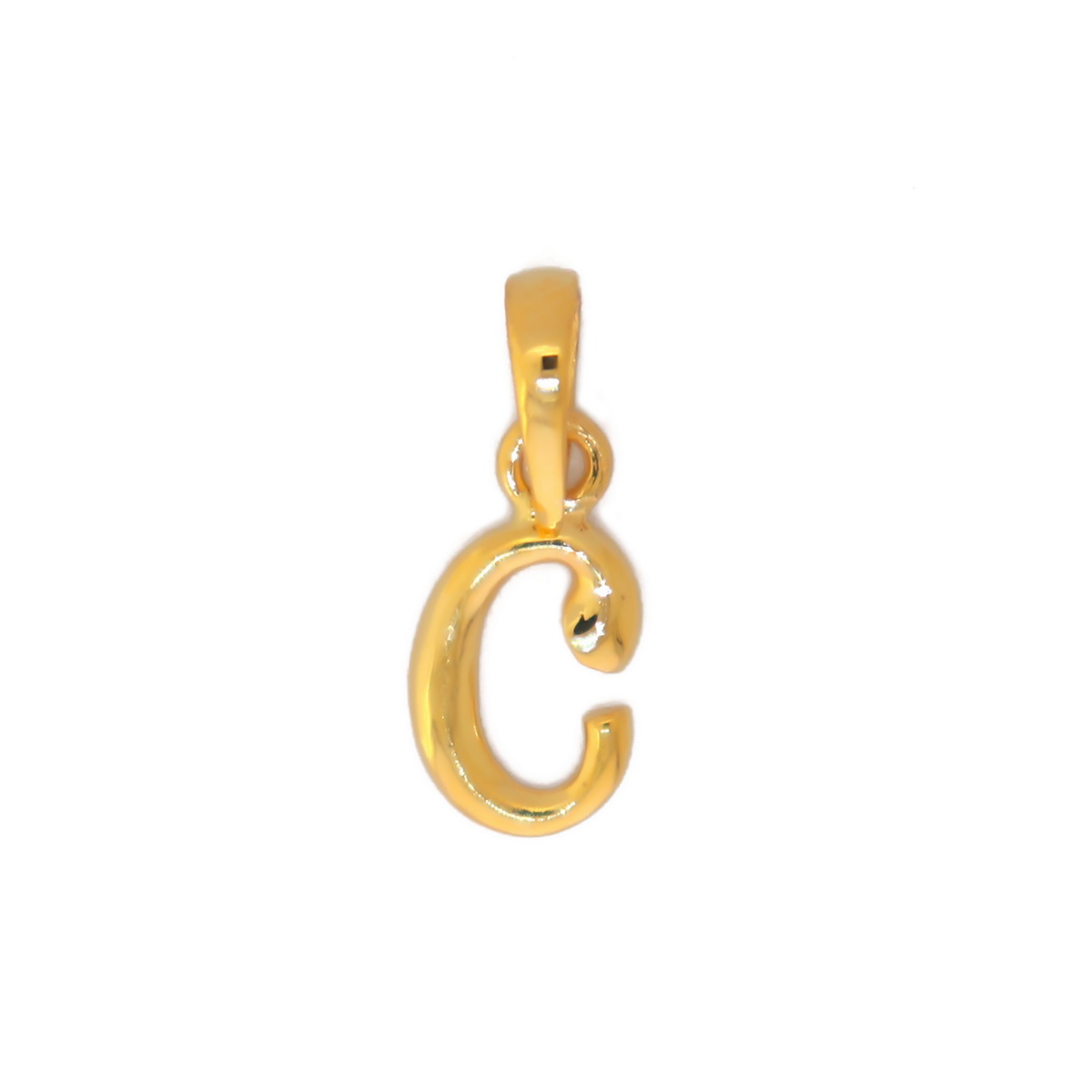 22k yellow gold pendant plain charming alphabet c